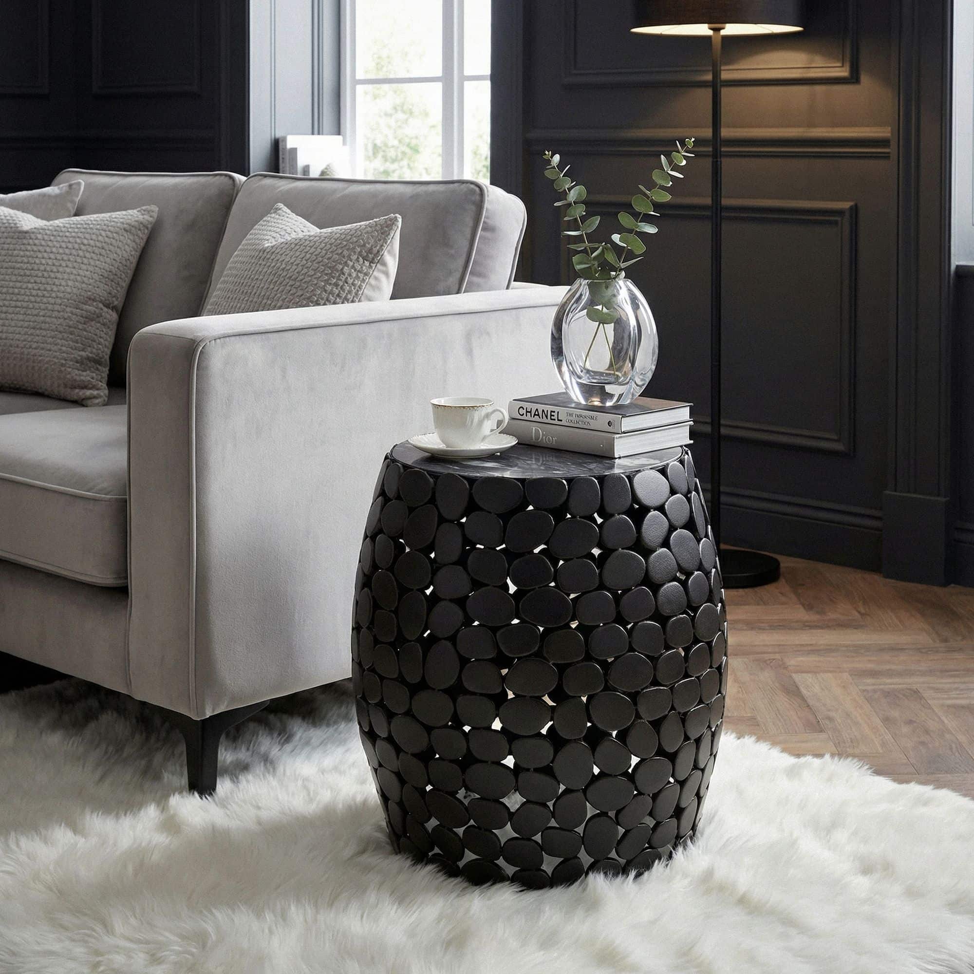 Design Beistelltisch rund 40cm aus Aluminium schwarz & Marmor Tischplatte – Couchtisch Alu – Metall Wohnzimmertisch – Dekotisch Handmade Design Beistelltisch rund 40cm aus Aluminium schwarz & Marmor Tischplatte – Couchtisch Alu – Metall Wohnzimmertisch – Dekotisch Handmade