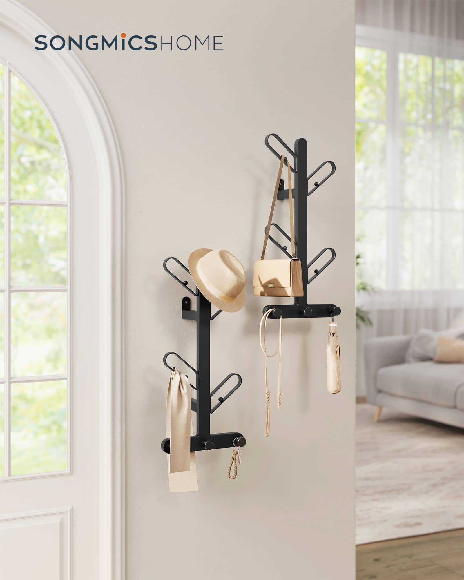 Wandgarderobe 2er Set 13 x 19 x 41 cm tintenschwarz