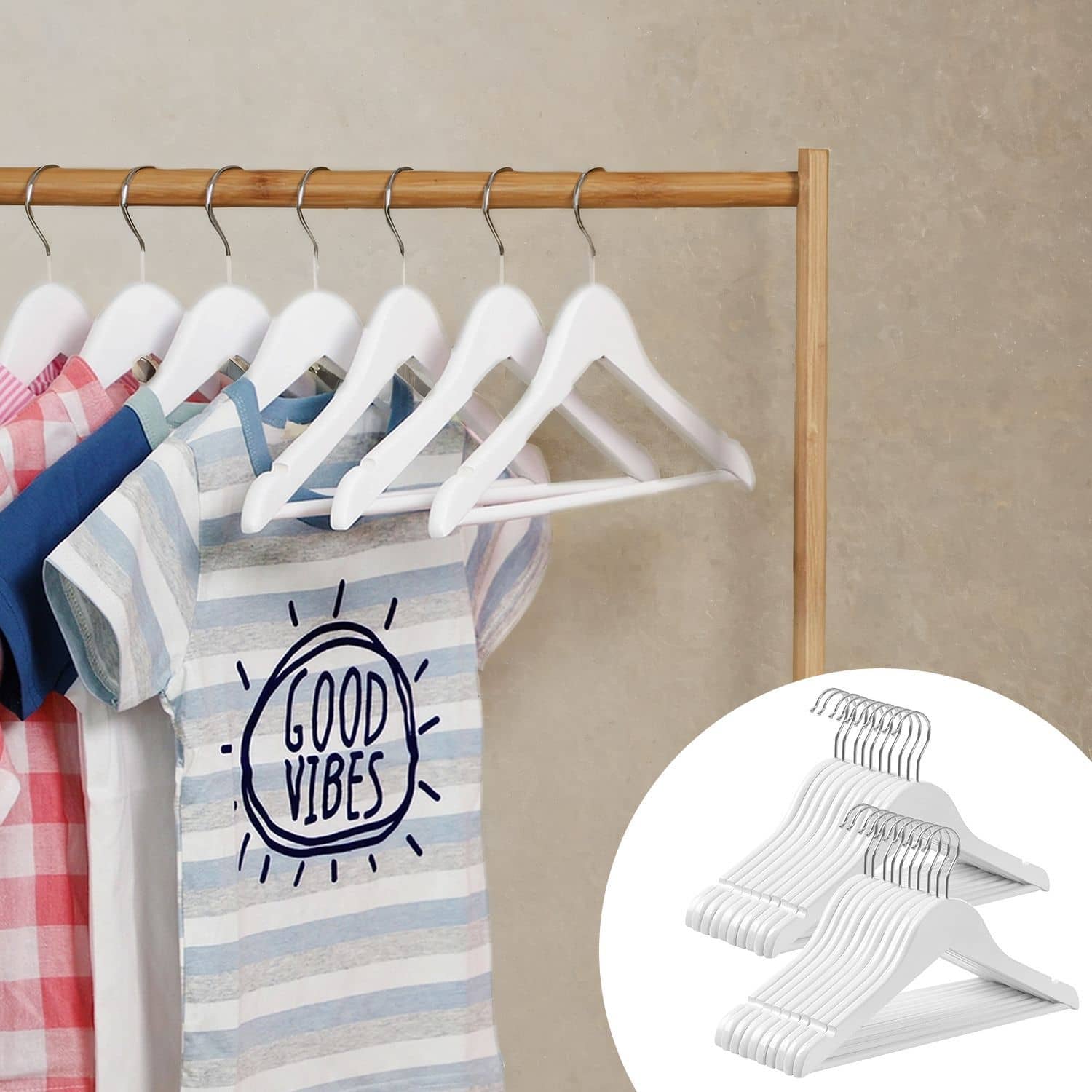 Kinderbügel Ahornholz 20 Stück Weiß Kinderbügel Ahornholz 20 Stück Weiß