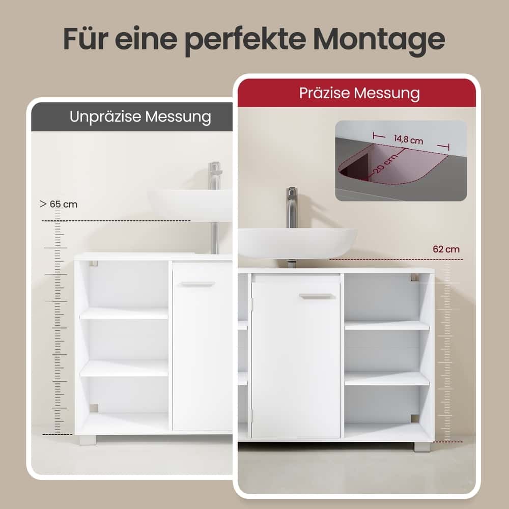 Badezimmerschrank, Waschbeckenunterschrank, mit verstellbaren Ablagen und Füßen Badezimmerschrank, Waschbeckenunterschrank, mit verstellbaren Ablagen und Füßen