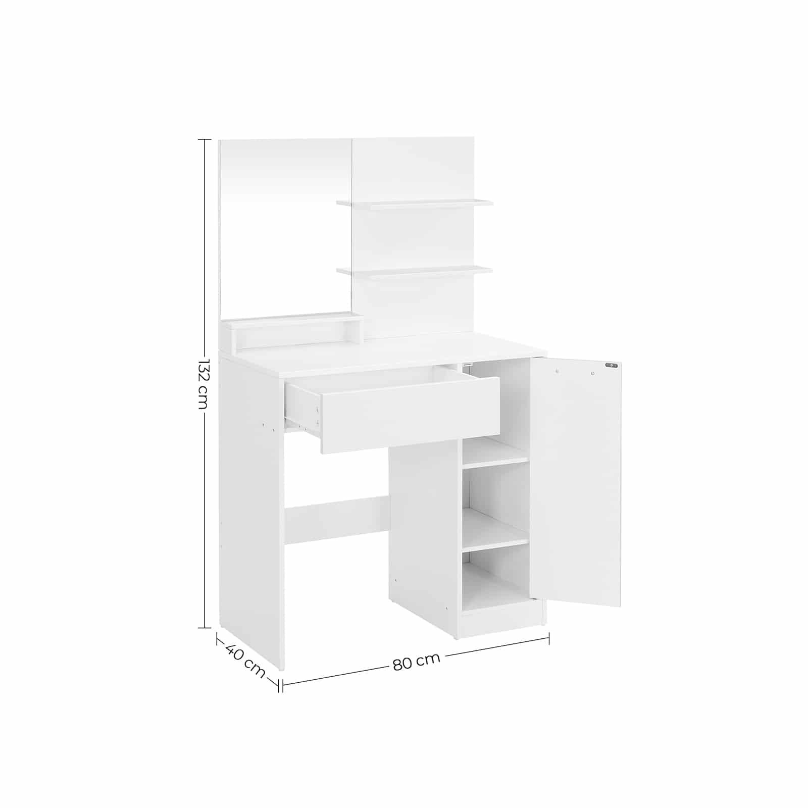 Schminktisch mit Ablagen und Schublade Weiß-B34RDT119W01 Schminktisch mit Ablagen und Schublade Weiß-B34RDT119W01