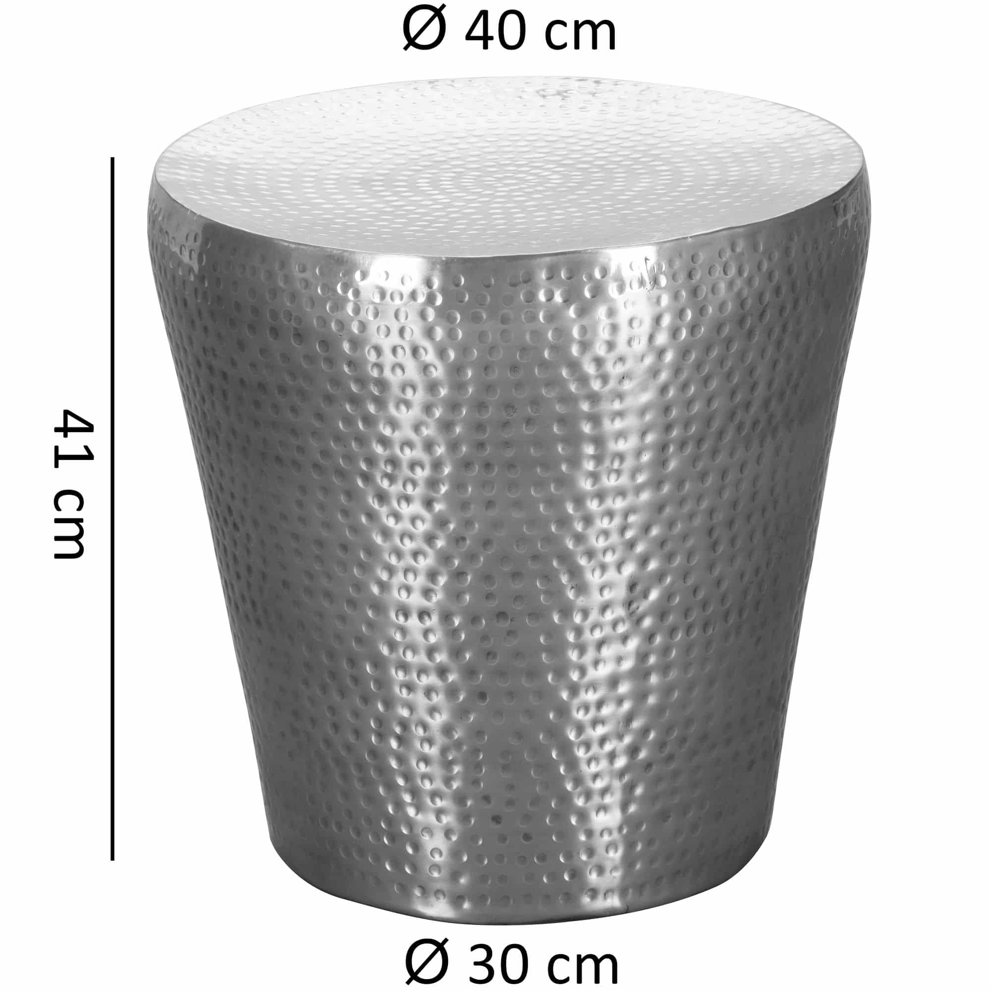 46250-WOHNLING-Beistelltisch-VIKRAM-Aluminium-40x_4 Beistelltisch 41x41x41cm Aluminium Silber Dekotisch orientalisch rund