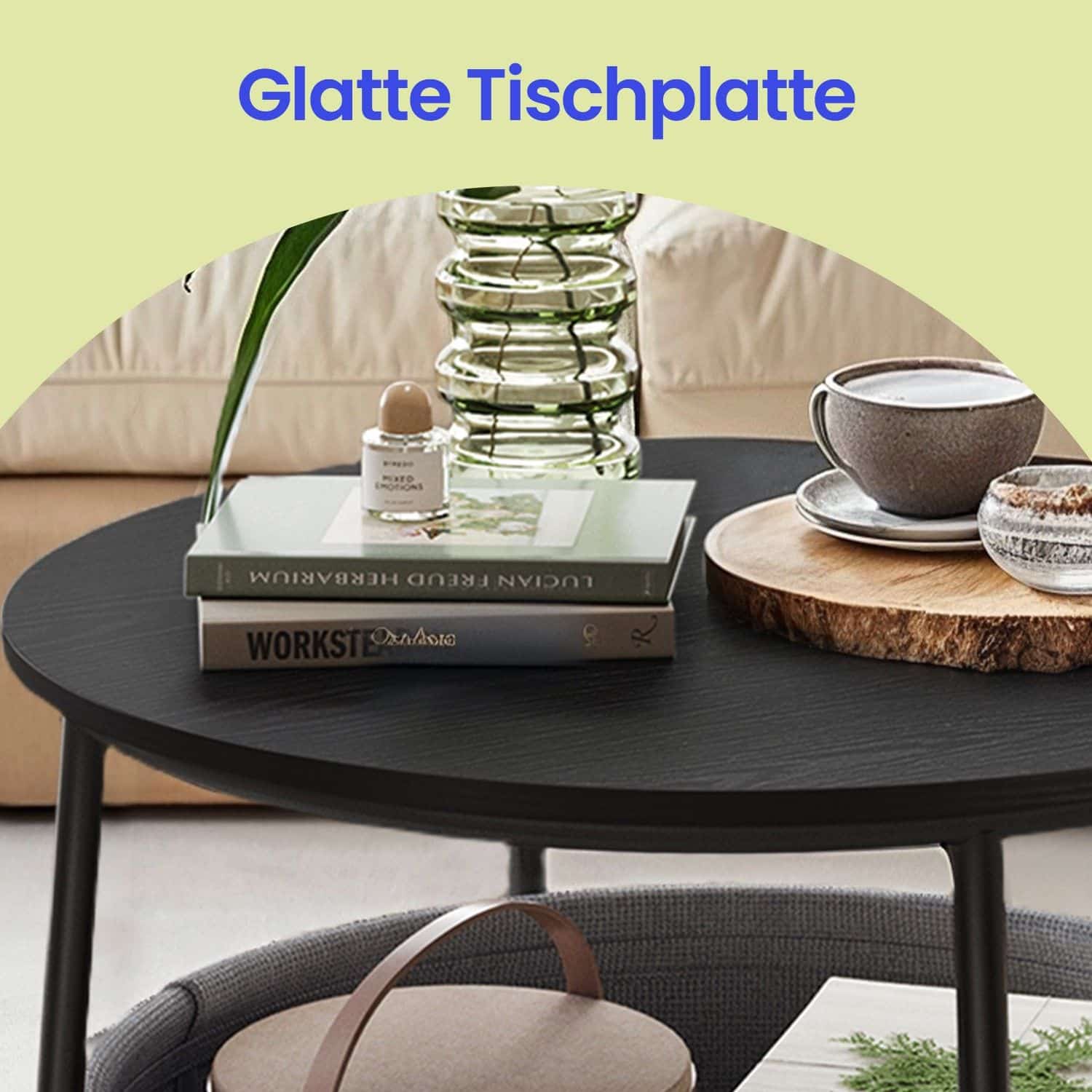 Couchtisch mit Korb aus Stoff tintenschwarz-schiefergrau Couchtisch mit Korb aus Stoff tintenschwarz-schiefergrau