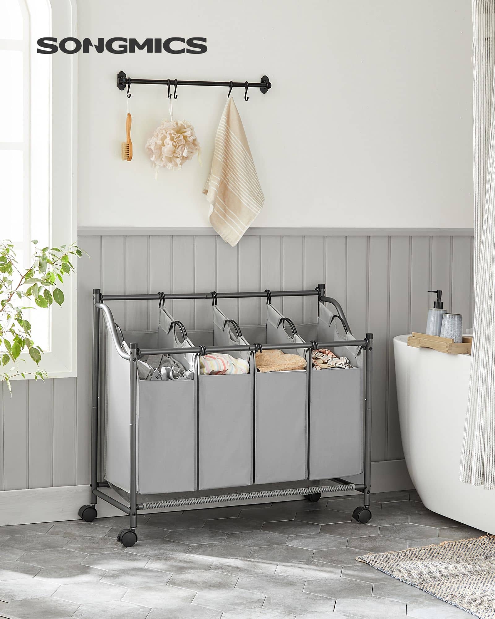 Wäschesammler 4 x 35 L Grau-B34LSF005GS Wäschesammler 4 x 35 L Grau-B34LSF005GS