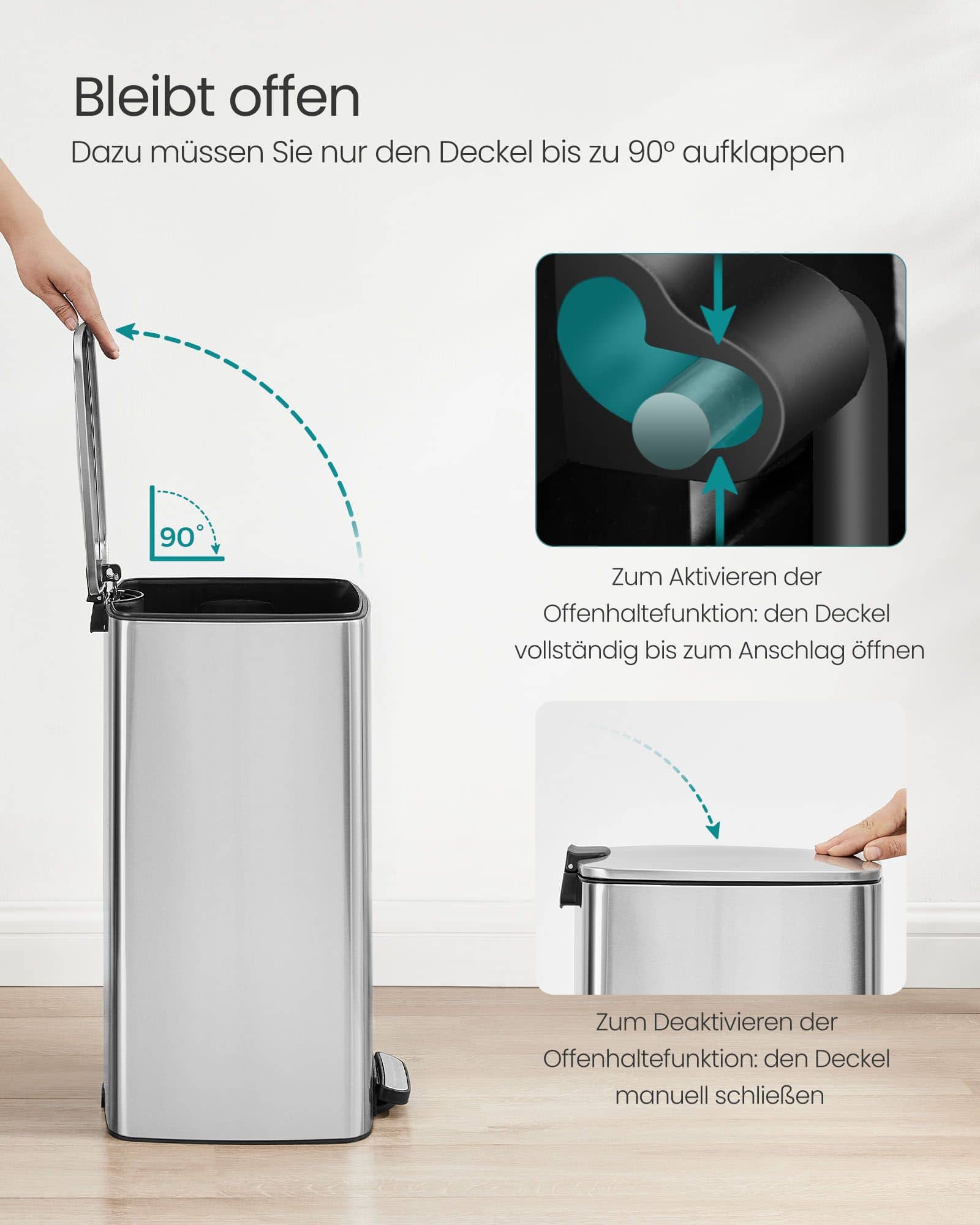Mülleimer 30 Liter aus Stahl metallicsilber Mülleimer 30 Liter aus Stahl metallicsilber