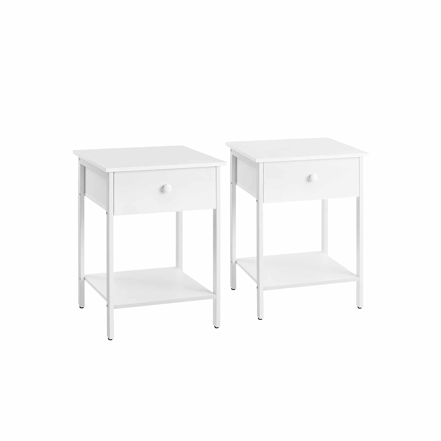 2er Set Beistelltisch mit Schublade und Ablage mattweiß 2er Set Beistelltisch mit Schublade und Ablage mattweiß