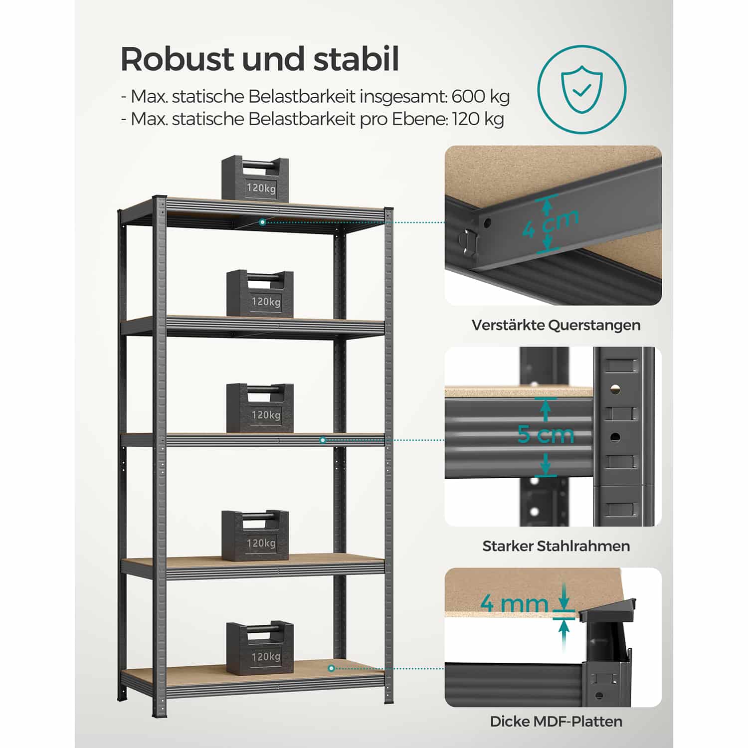 2er Set Lagerregal 200 cm hoch grau-B34GLR050G02 2er Set Lagerregal 200 cm hoch grau-B34GLR050G02