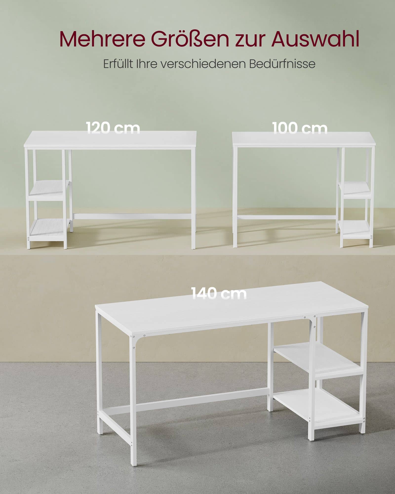 Schreibtisch mit 2 Ablagen und Stahlgestell ahornweiß