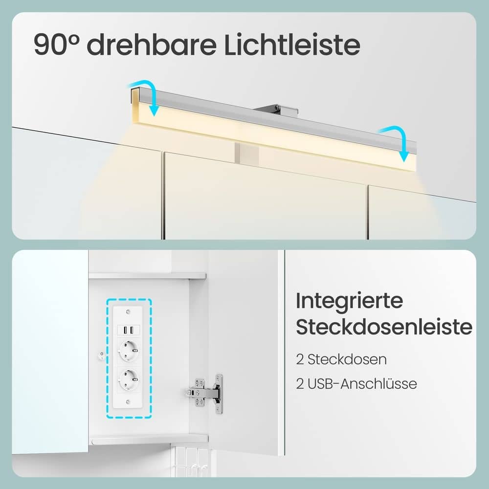 Badezimmerschrank mit LED-Beleuchtung, 16,6 x 90 Badezimmerschrank mit LED-Beleuchtung, 16,6 x 90