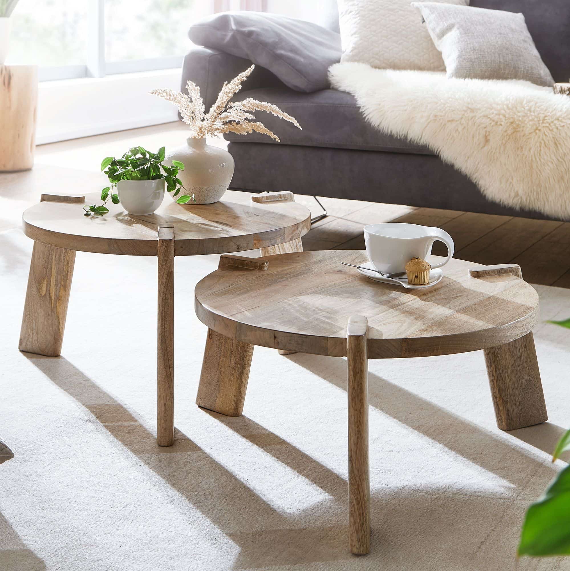 58428-WOHNLING-Beistelltisch-2er-Set-Mango-Hell-WL6-344-WL6-344_3C8rwhT2FPFWhz Design Couchtisch 2er Set Mango Massivholz Wohnzimmertisch Hell