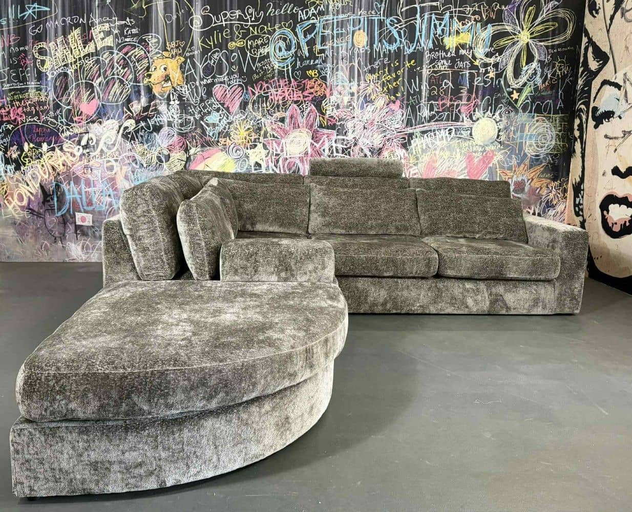 Sofa Grazia Grau Braun XXL mit Kissen – Myhomelando