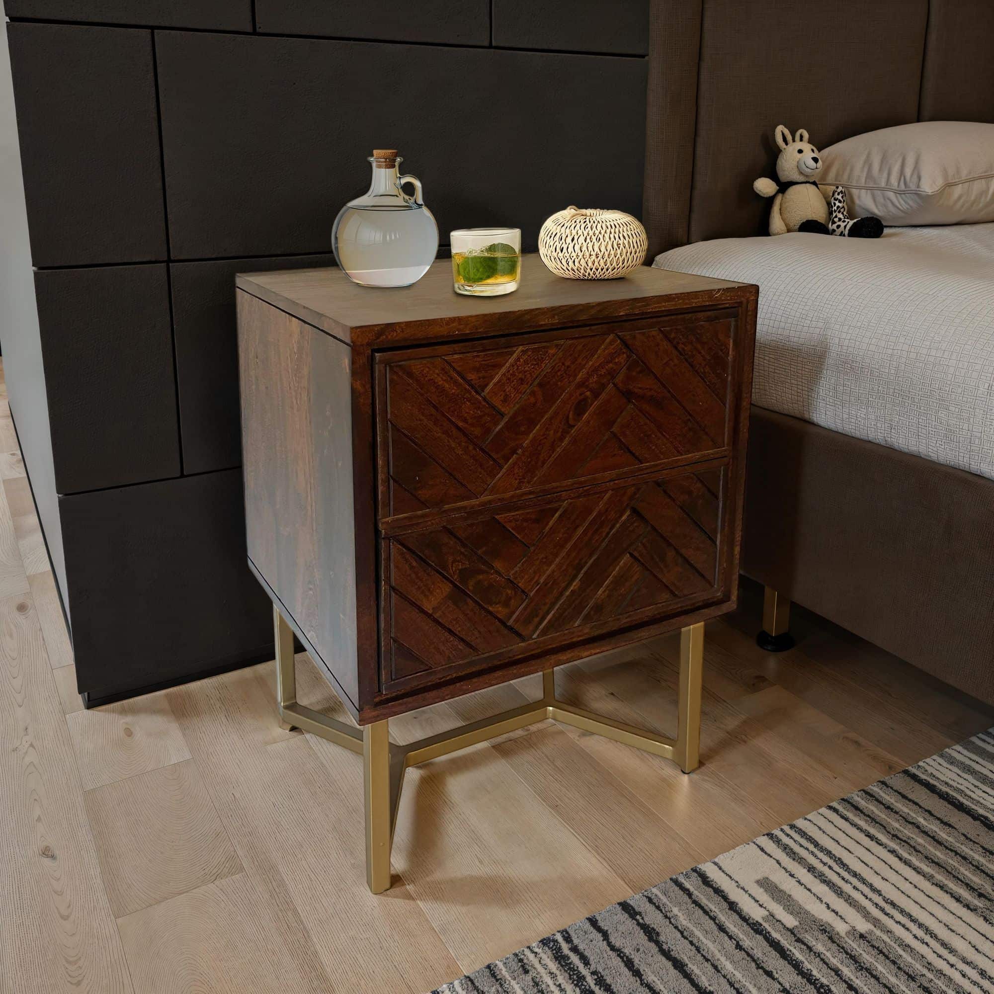 Nachttisch Akazie Massivholz 45x40x57 cm Nachtschrank Boxspringbett Nachttisch Akazie Massivholz 45x40x57 cm Nachtschrank Boxspringbett