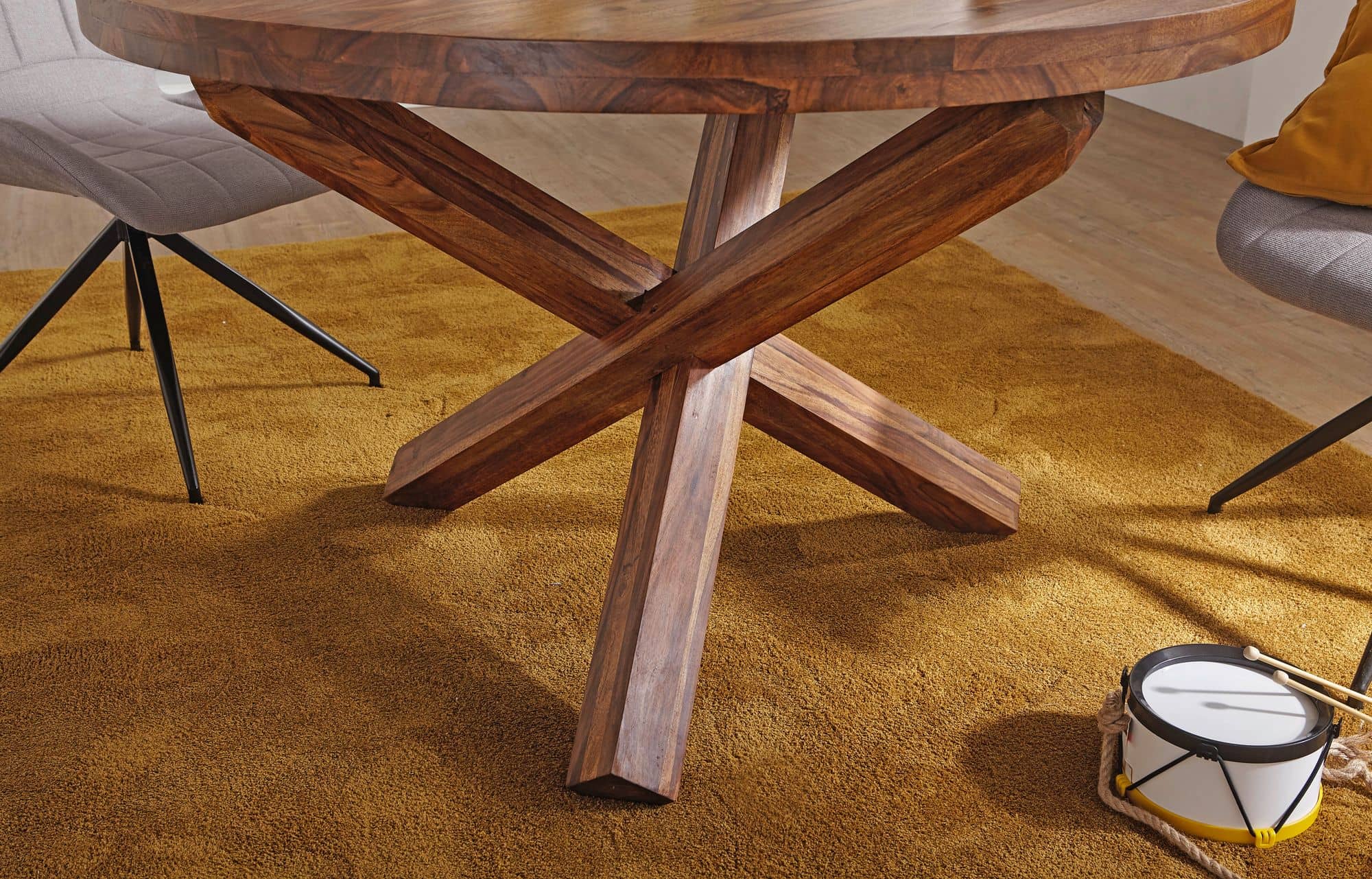 Design Esszimmertisch BOHA rund Ø 120 cm x 75 cm Sheesham Massiv-Holz Design Esszimmertisch BOHA rund Ø 120 cm x 75 cm Sheesham Massiv-Holz