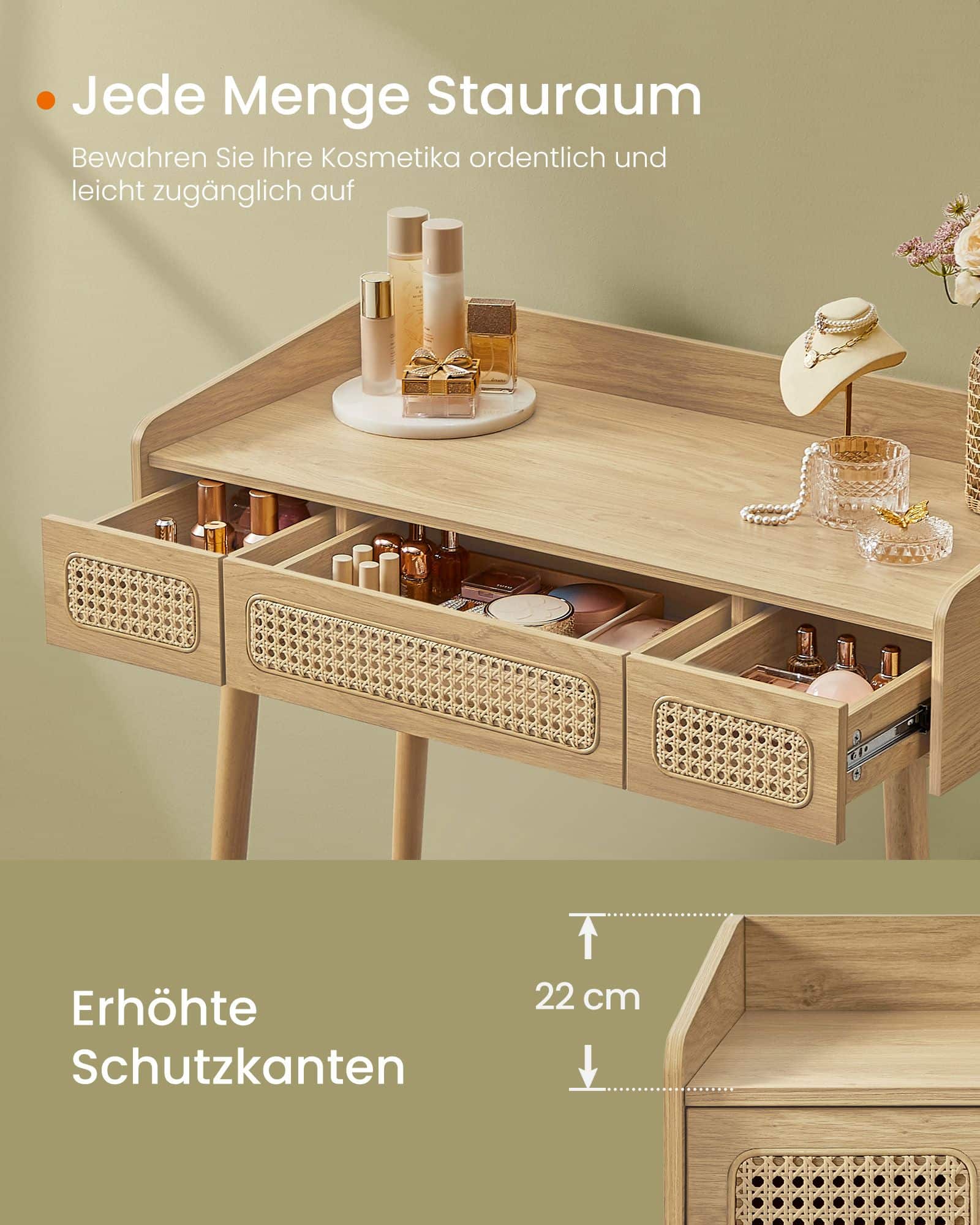 Schminktisch mit Spiegel und Schubladen Boho-Stil Schminktisch mit Spiegel und Schubladen Boho-Stil