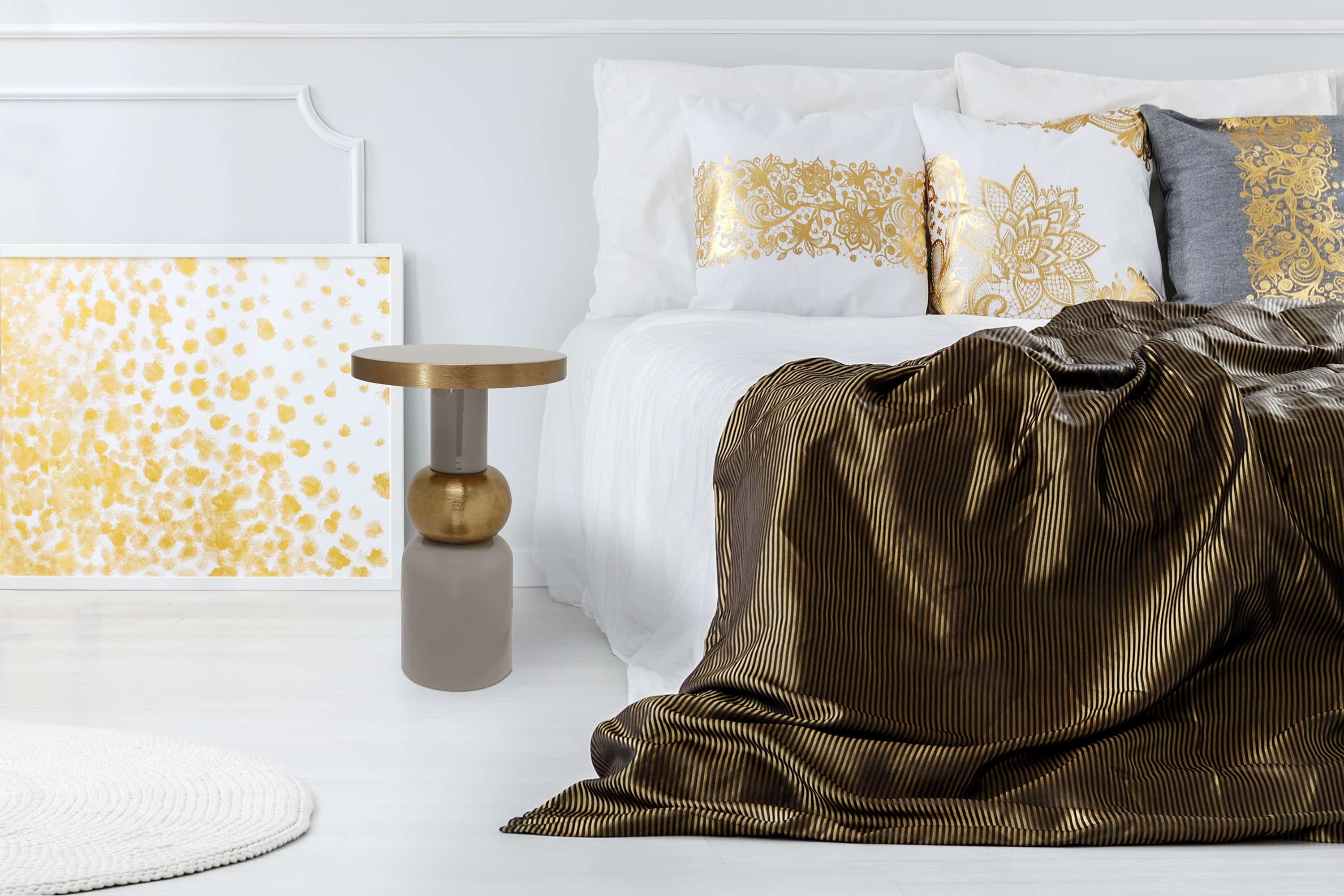 Beistelltisch Art Deco 2125 Taupe / Gold