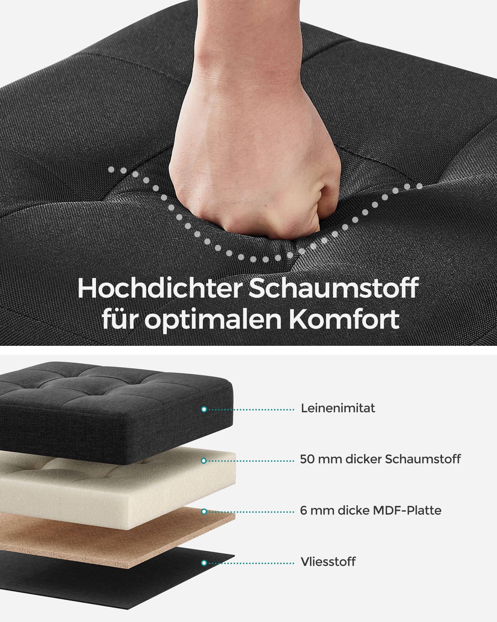 Sitzbank klappbar 38 x 38 x 40 cm mit Stauraum schwarz-LSF014B11 Sitzbank klappbar 38 x 38 x 40 cm mit Stauraum schwarz-LSF014B11