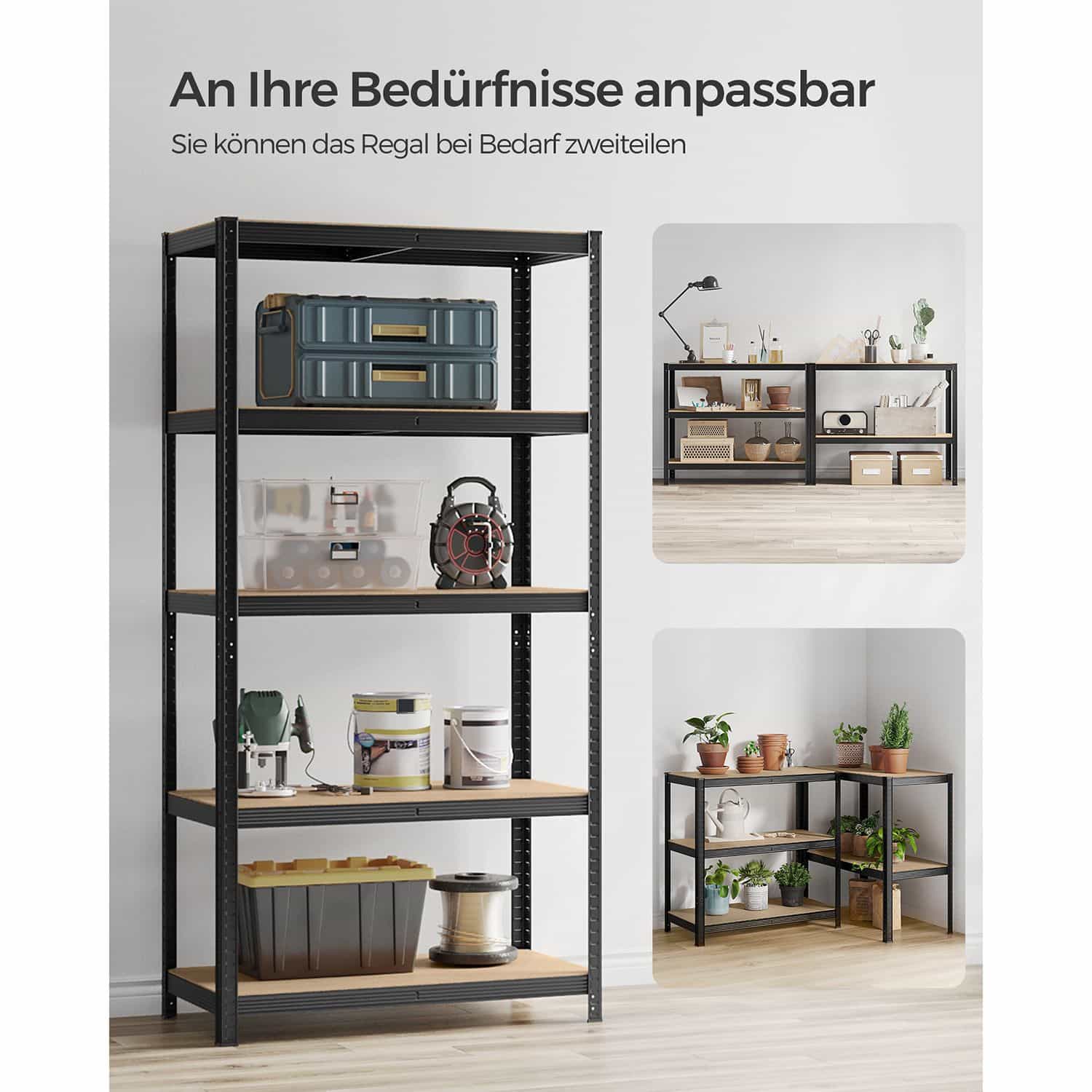 Lagerregale 2er Set, 200 x 100 x 50 cm schwarz