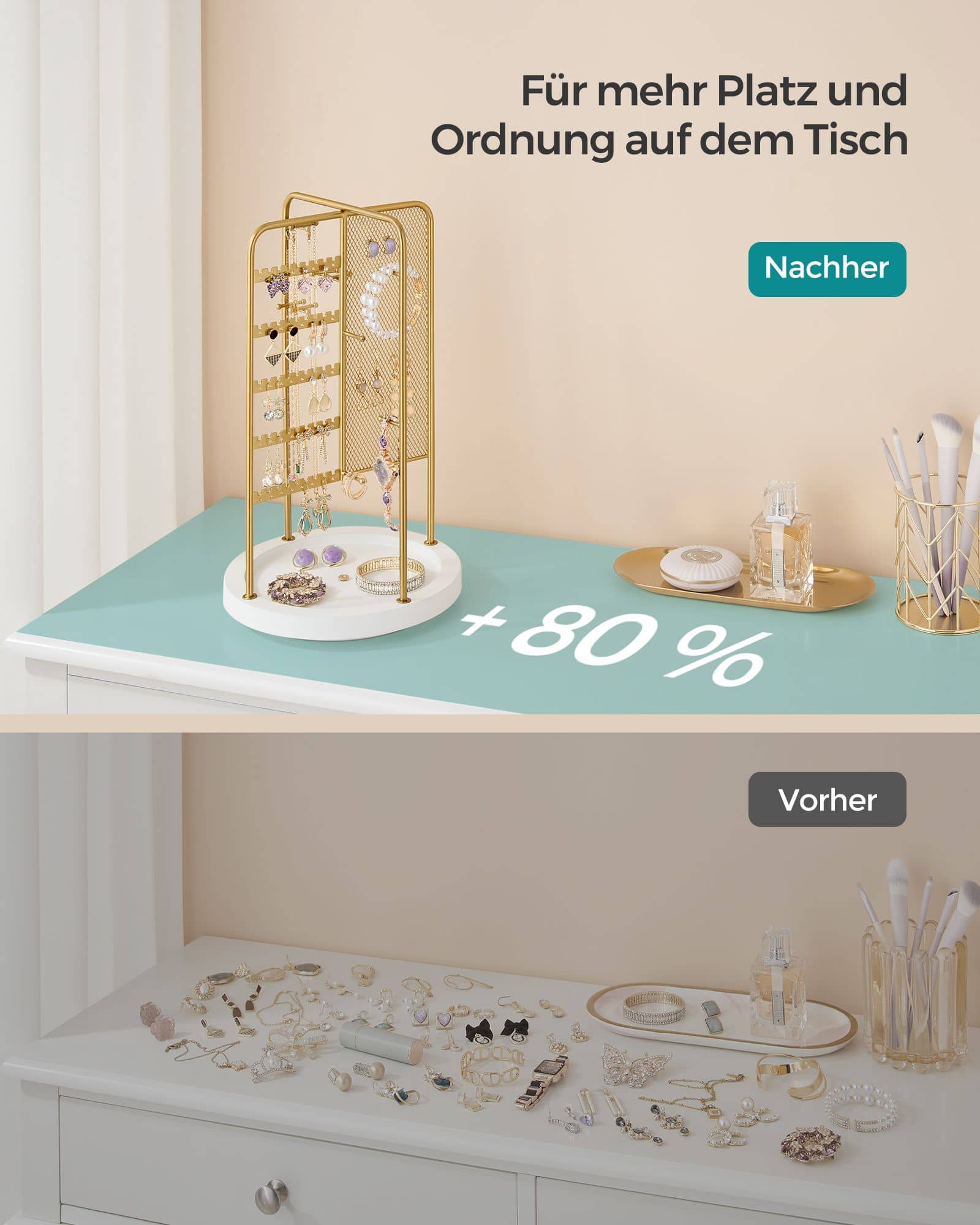 Schmuckhalter mit Metallrahmen Geschenkidee goldfarben Schmuckhalter mit Metallrahmen Geschenkidee goldfarben