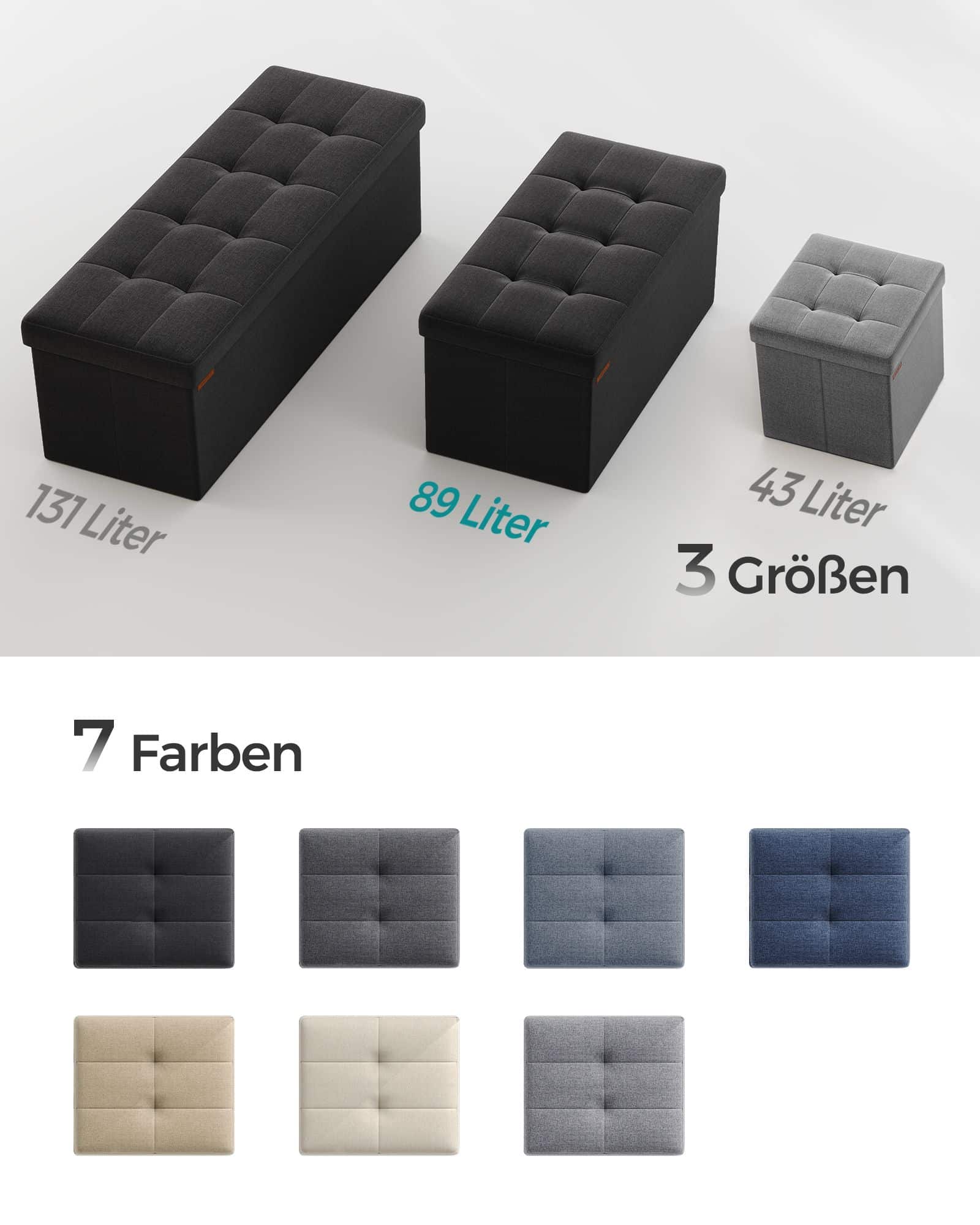 Sitzbank 76 cm klappbar mit Stauraum schwarz-LSF047B01 Sitzbank 76 cm klappbar mit Stauraum schwarz-LSF047B01