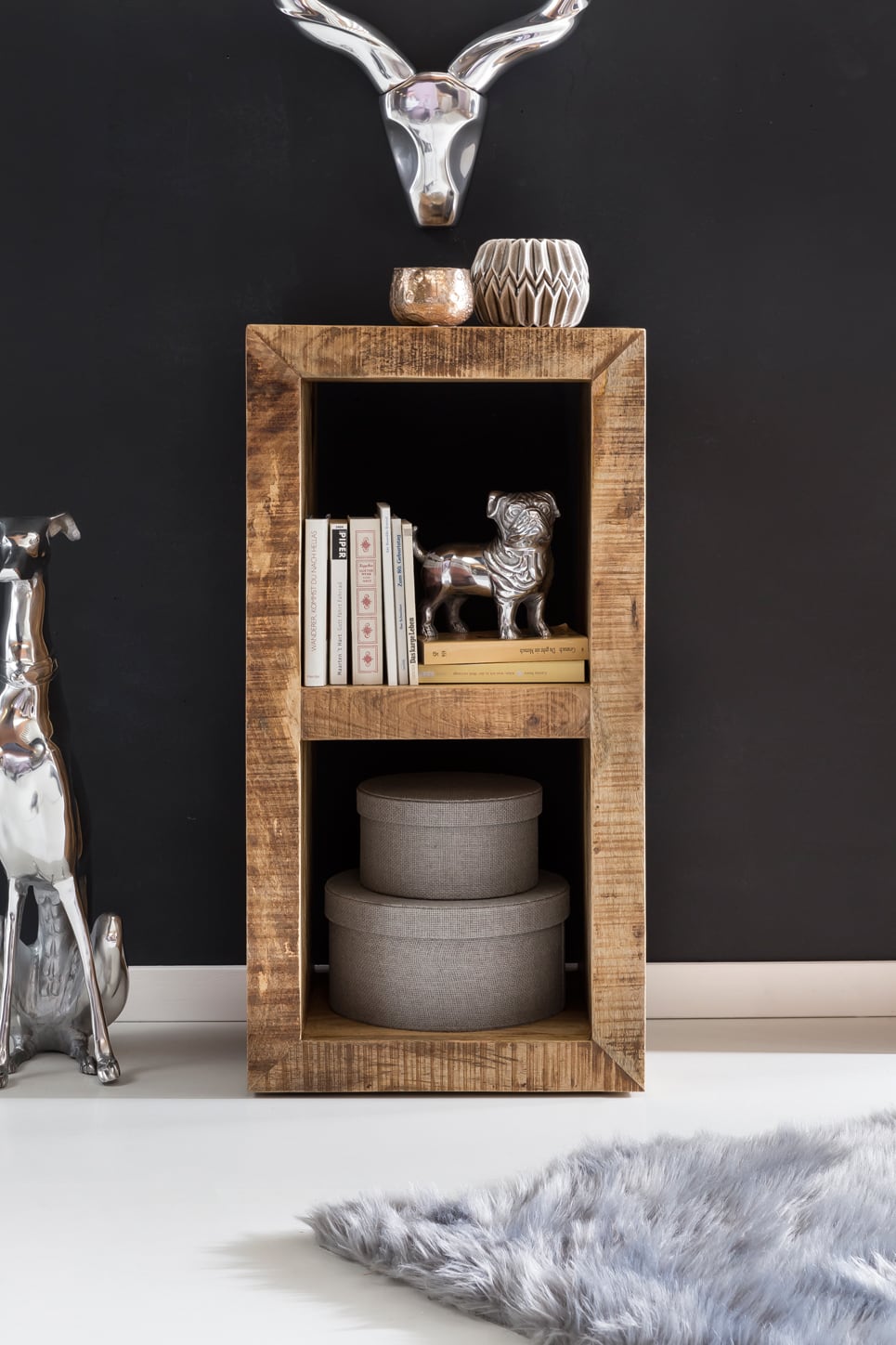 43703-WOHNLING-Standregal-Rustica-45x35x90cm-WL5_3 Standregal Massivholz Mango 90 x 45 x 35 cm 2 Böden