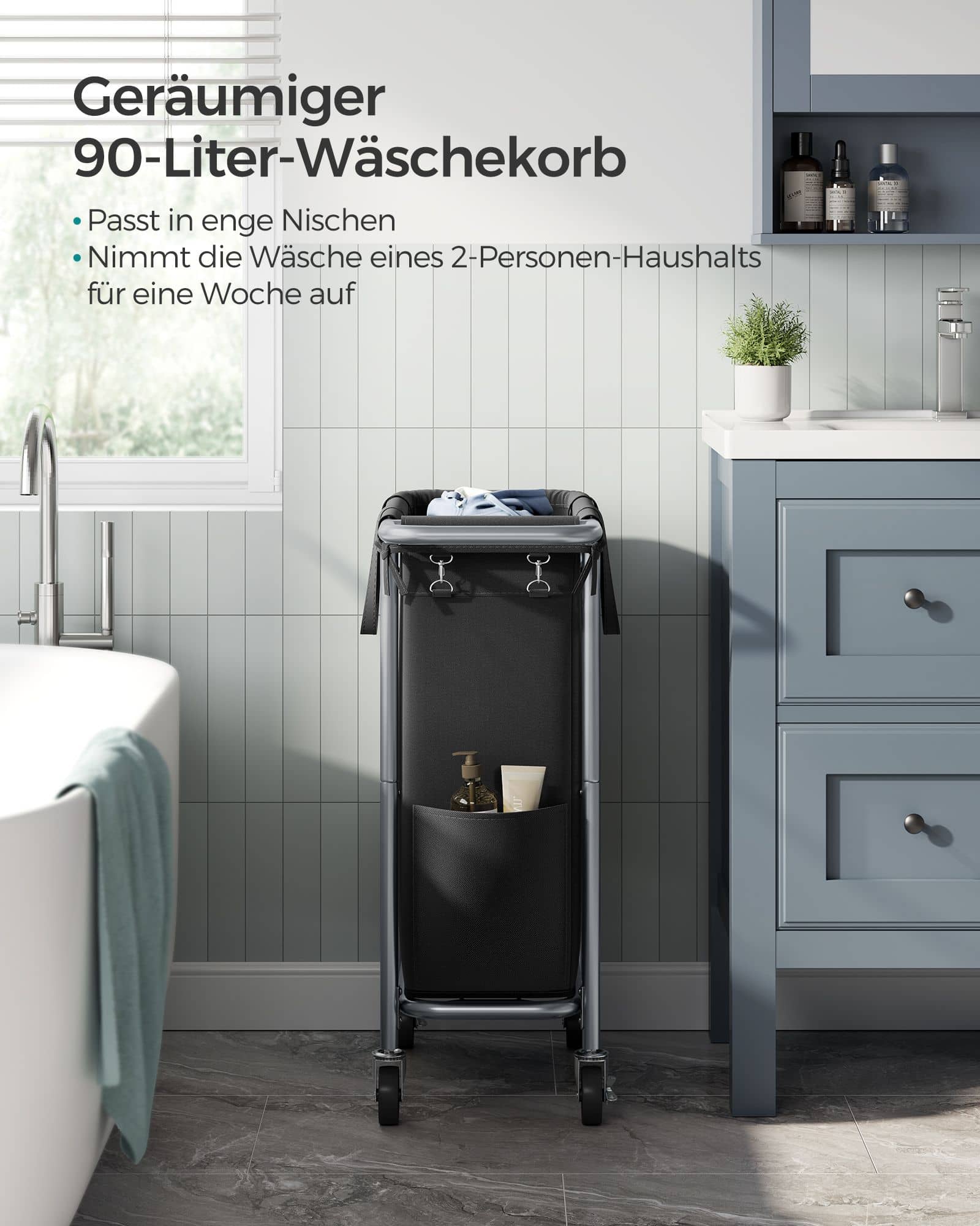 Wäschekorb 90 Liter mit Rollen und Griff Wäschekorb 90 Liter mit Rollen und Griff