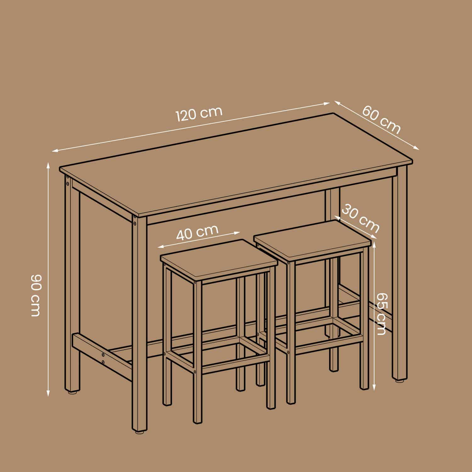 Industrial Look Stehtisch mit 2 Barhockern Industrial Look Stehtisch mit 2 Barhockern