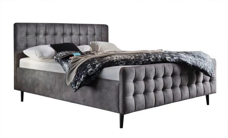 Bett Yaron 180x200 cm Anthrazit mit Stepp-Kopfteil | ohne Lattenrost | ohne Matratzen