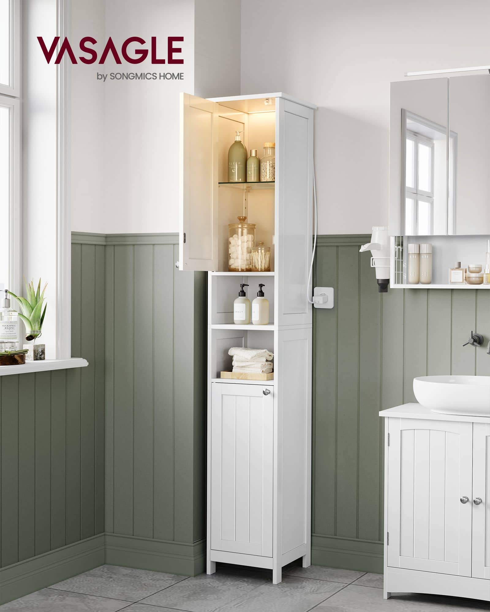 Badezimmerschrank mit Beleuchtung wolkenweiß Badezimmerschrank mit Beleuchtung wolkenweiß