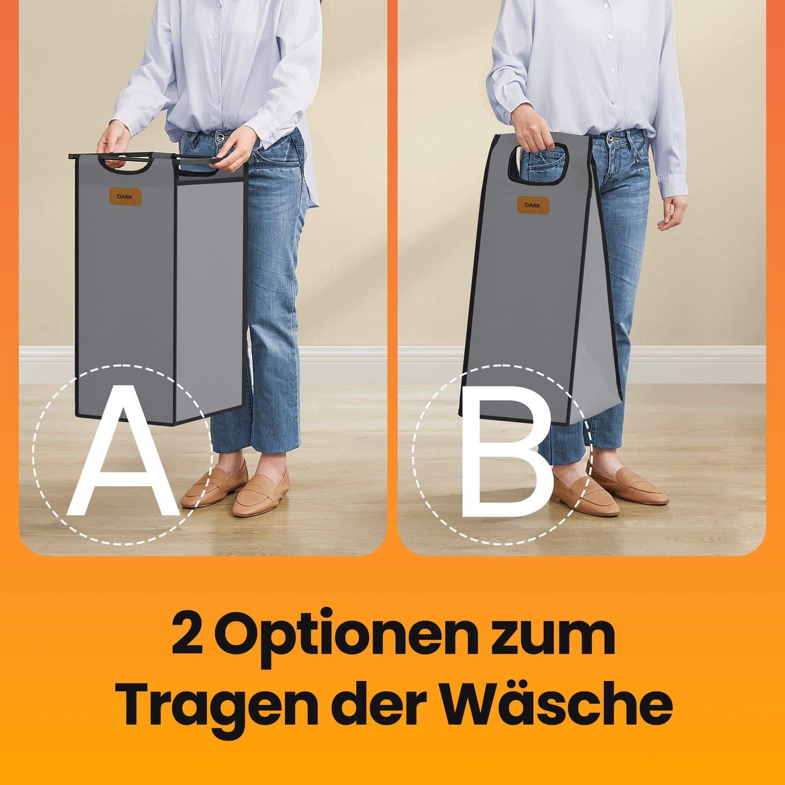 Wäschekorb 3 Fächer kastanienbraun-tintenschwarz-taubengrau Wäschekorb 3 Fächer kastanienbraun-tintenschwarz-taubengrau