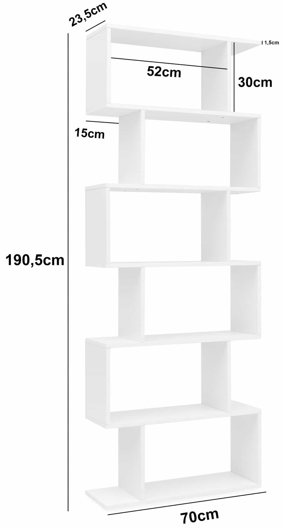 47459-WOHNLING-Buecherregal-70x23-5x190-5-cm-weis_3 Bücherregal WL5.691 70 x 23,5 x 190,5 cm weiß