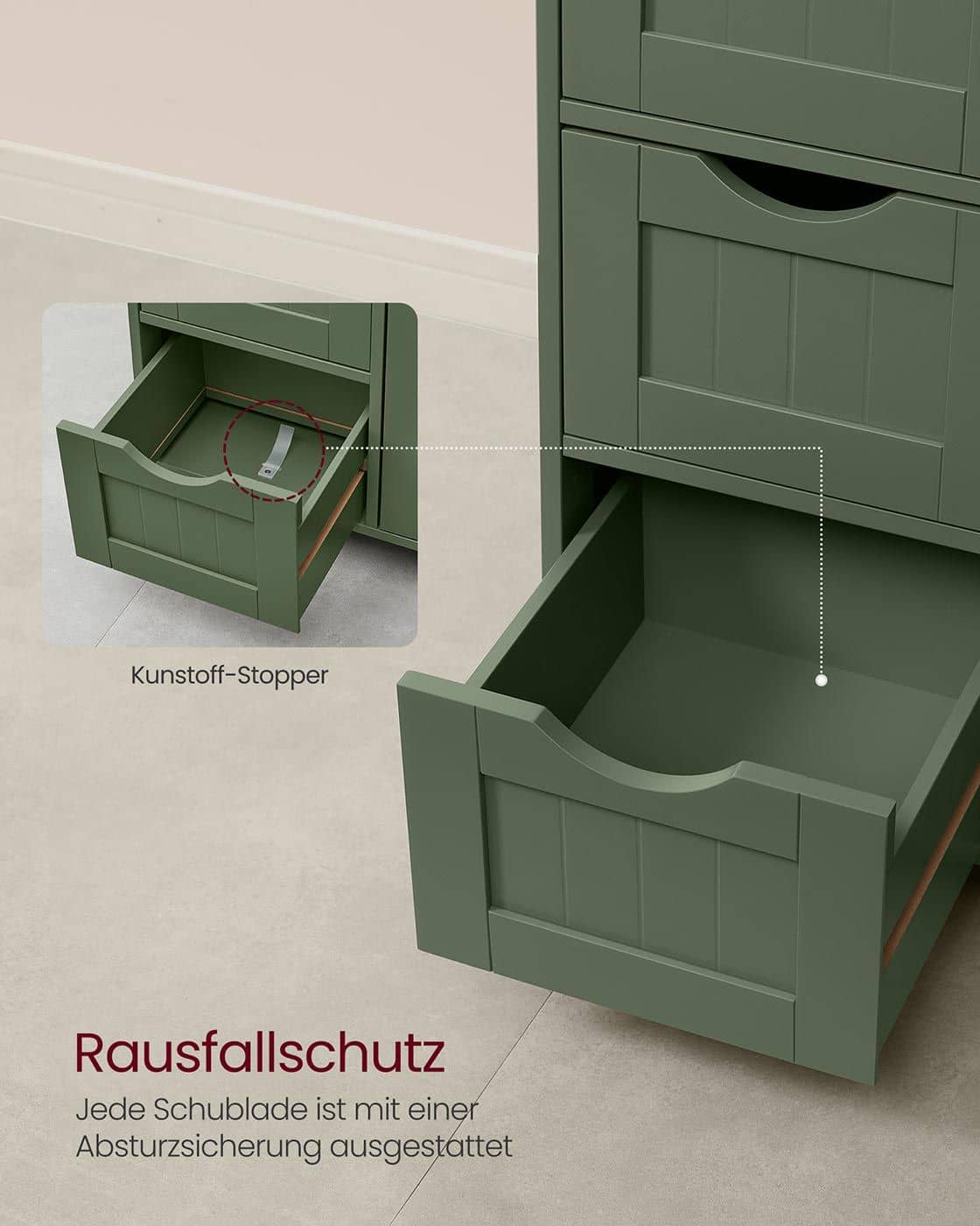 Badezimmerschrank 4 Schubladen 30 x 55 x 82 cm Waldgrün Badezimmerschrank 4 Schubladen 30 x 55 x 82 cm Waldgrün
