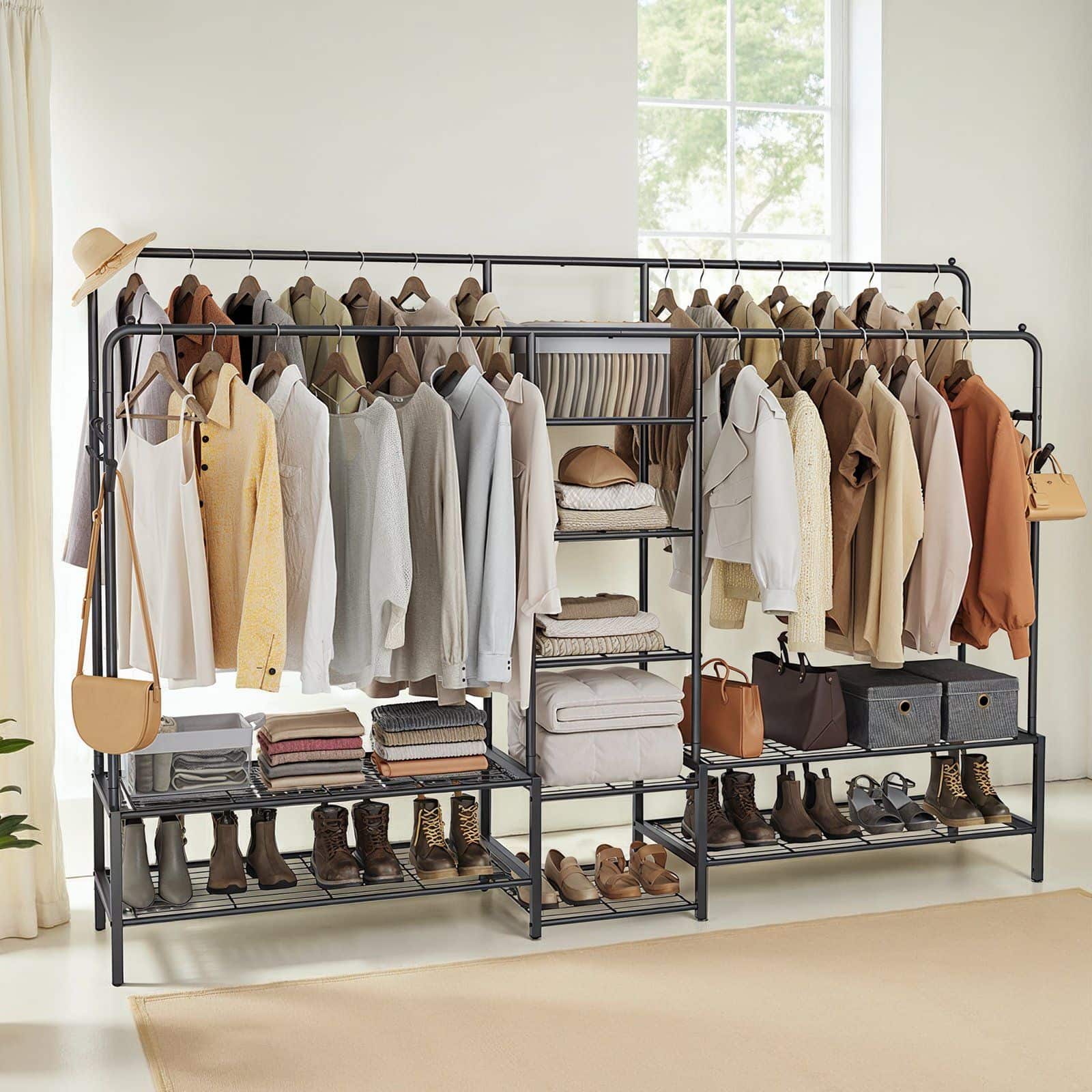 Kleiderständer, offener Kleiderschrank, Garderobenständer mit 9 Ablagen Kleiderständer, offener Kleiderschrank, Garderobenständer mit 9 Ablagen