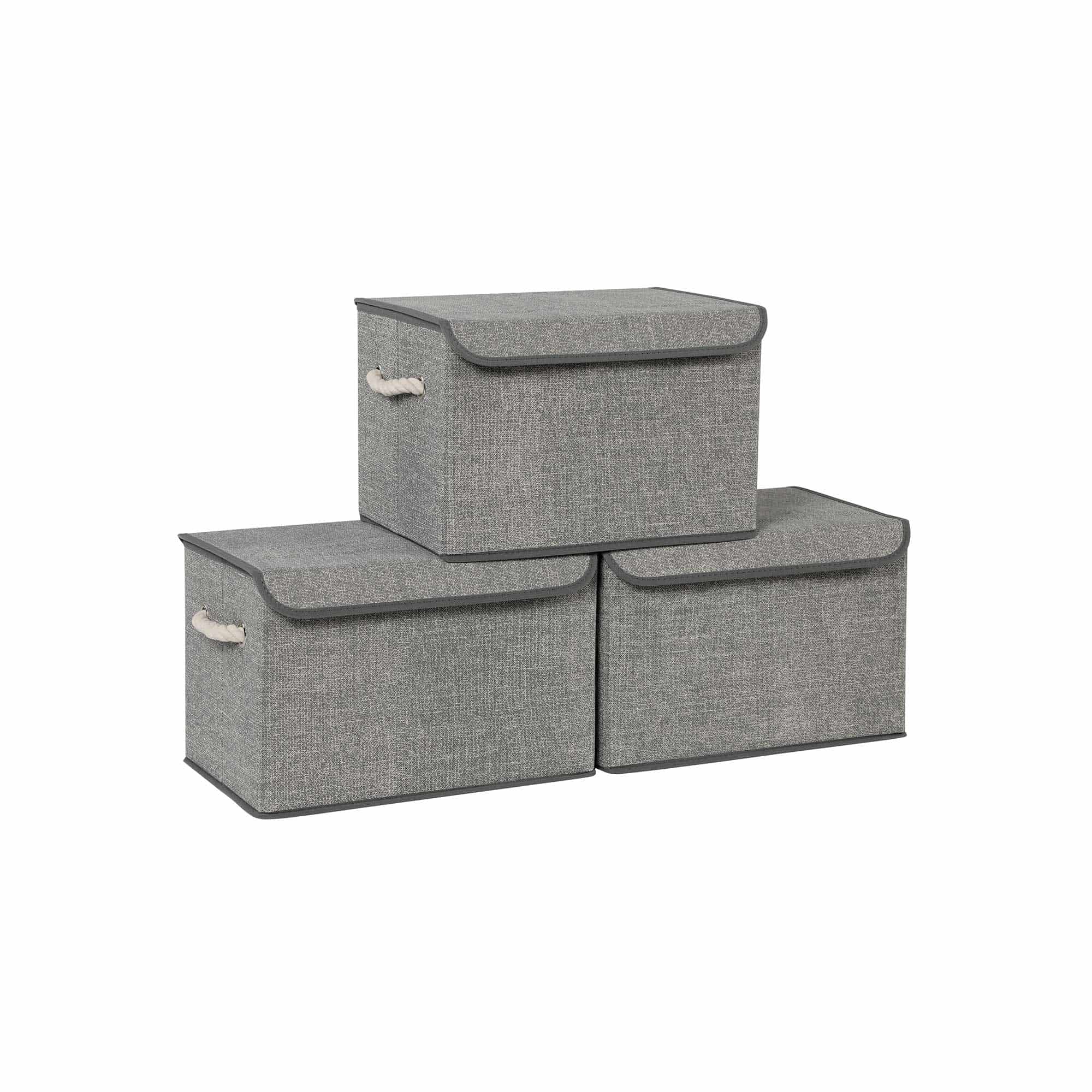 Stoffboxen mit Deckel 3er Set-RFB013G02