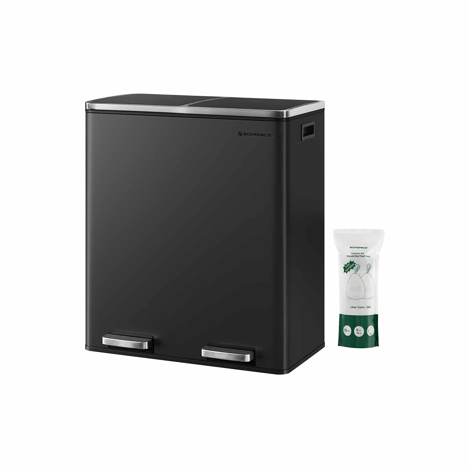 Mülleimer 60 Liter (2 x 30 L) Schwarz-B34LTB60BK Mülleimer 60 Liter (2 x 30 L) Schwarz-B34LTB60BK