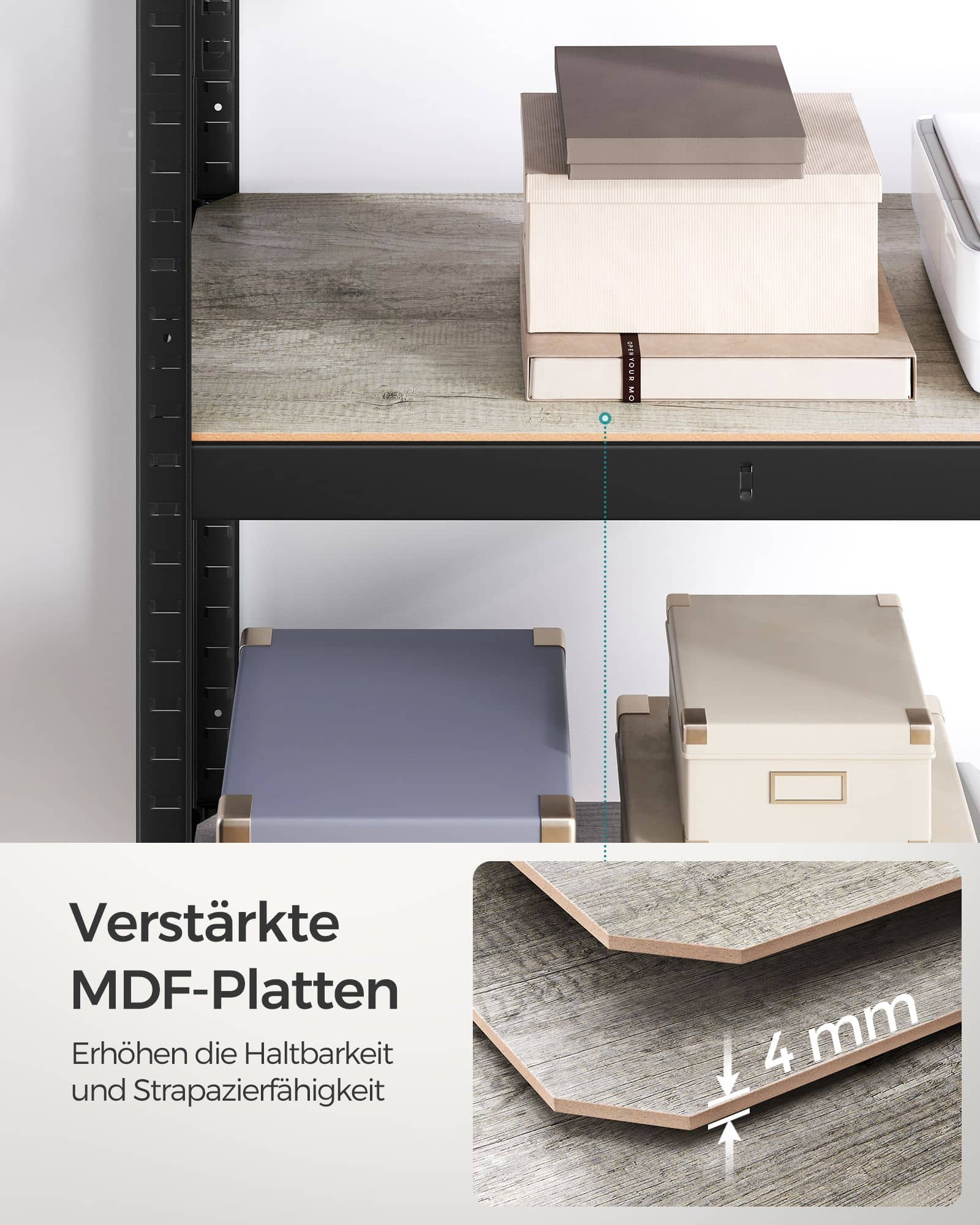 Standregal 40 x 80 x 160 cm mit 4 verstellbaren Ablagen