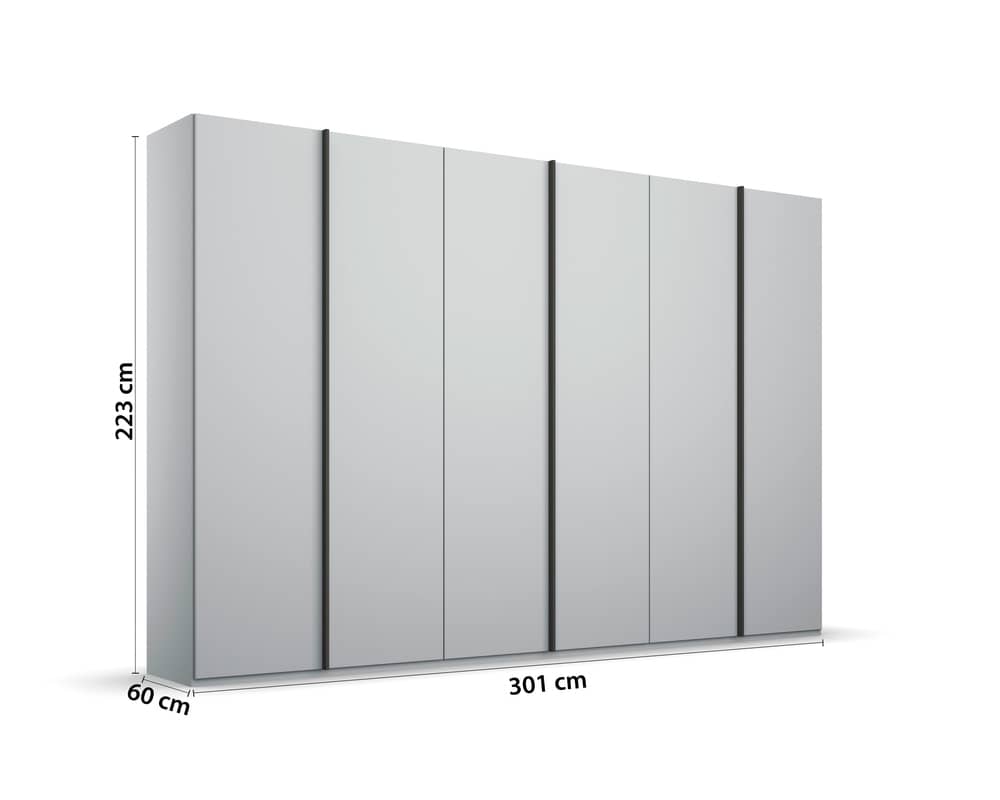 6-türiger Kleiderschrank SKAT Meridian von Rauch - Alpinweiß, Seidengrau, Graphit, Soft-Close, Made in Germany