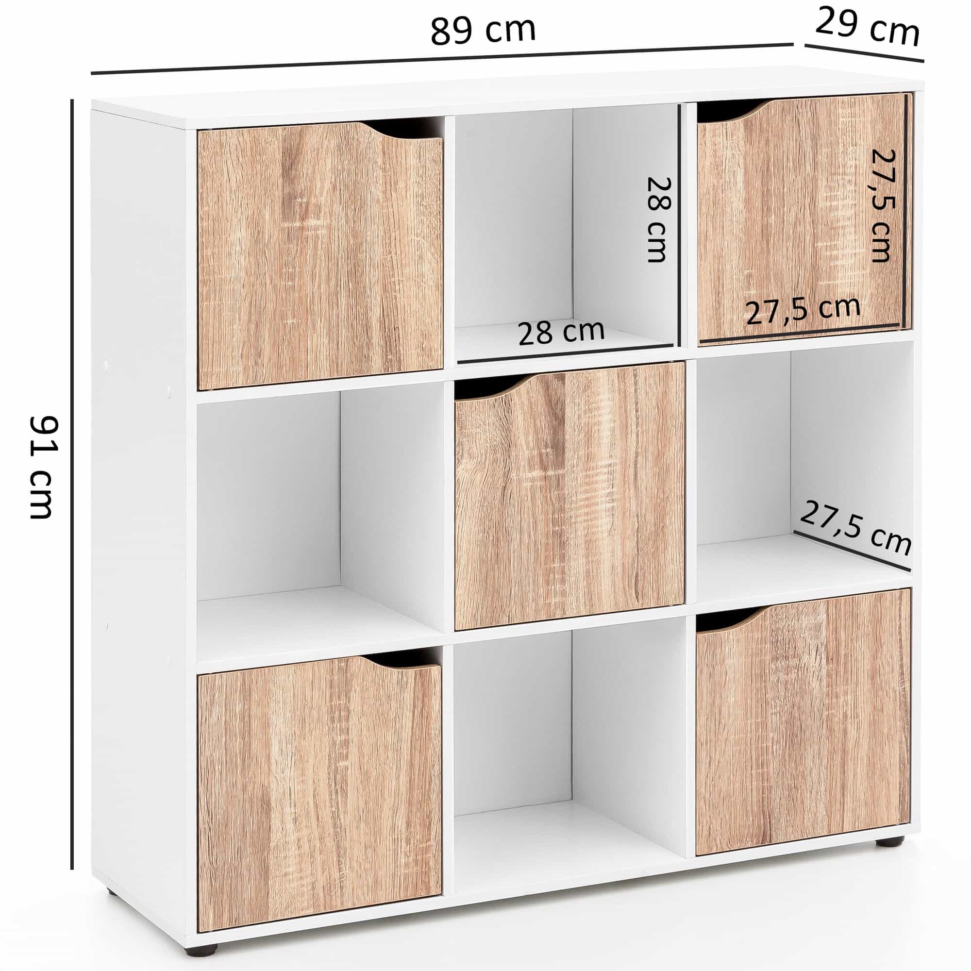 46372-WOHNLING-Sideboard-SOMA-Sonoma-88-8x29x90-5_3 Sideboard MASSA 89 x 91 x 29 cm Bücherregal mit 9 Fächern Sonoma
