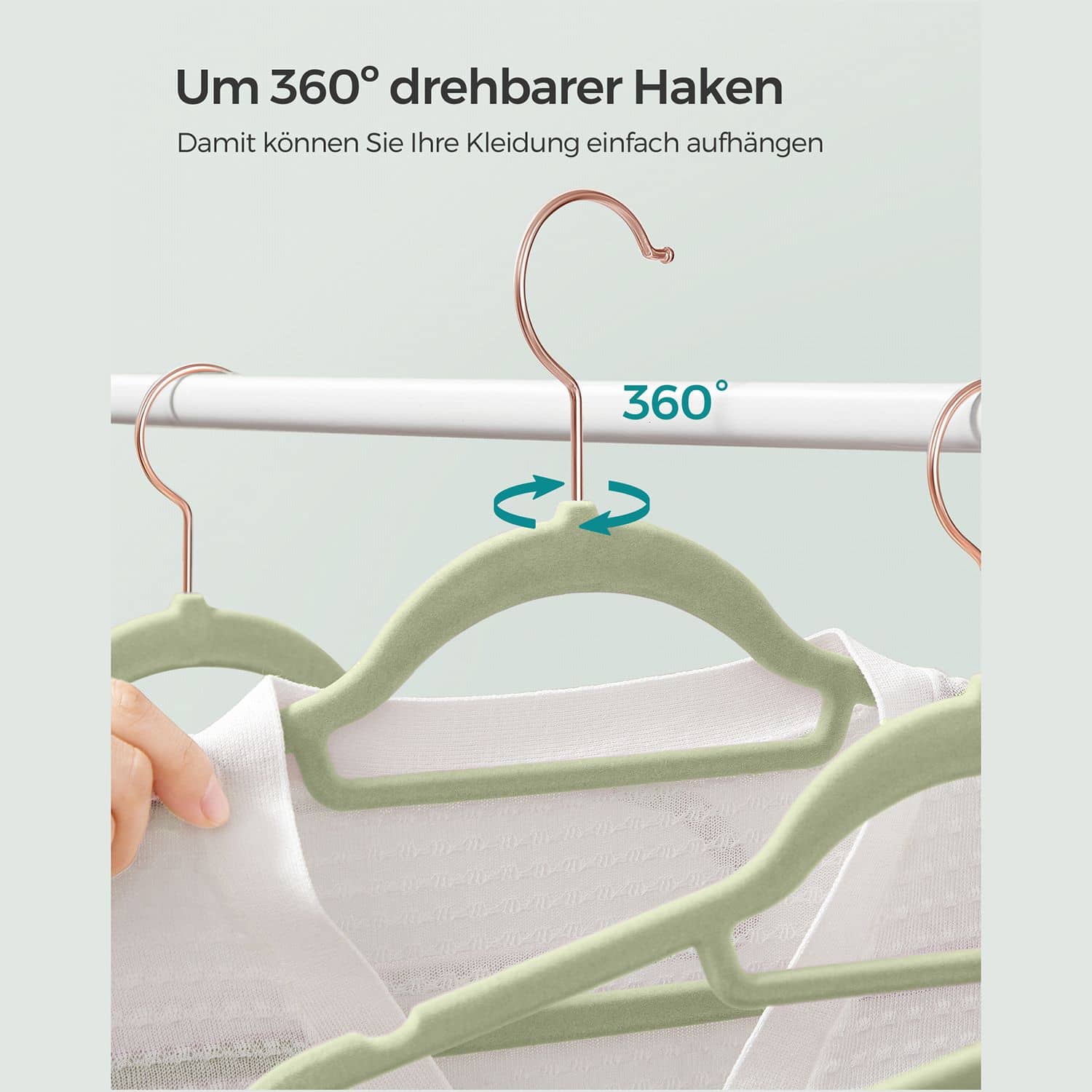 50er Set Samt-Kleiderbügel Hellgrün-CRF021GR50