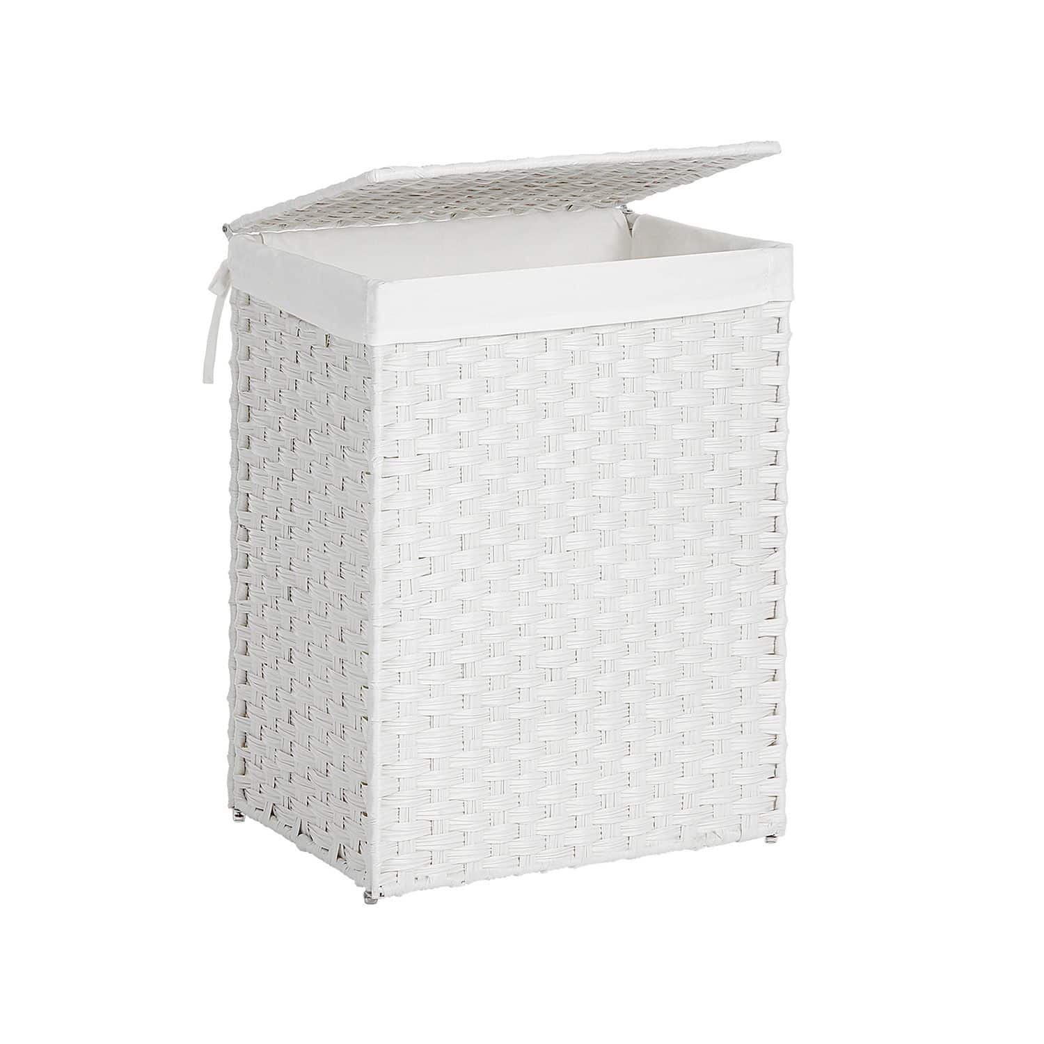 Wäschekorb aus Polyrattan Weiß Wäschekorb aus Polyrattan Weiß