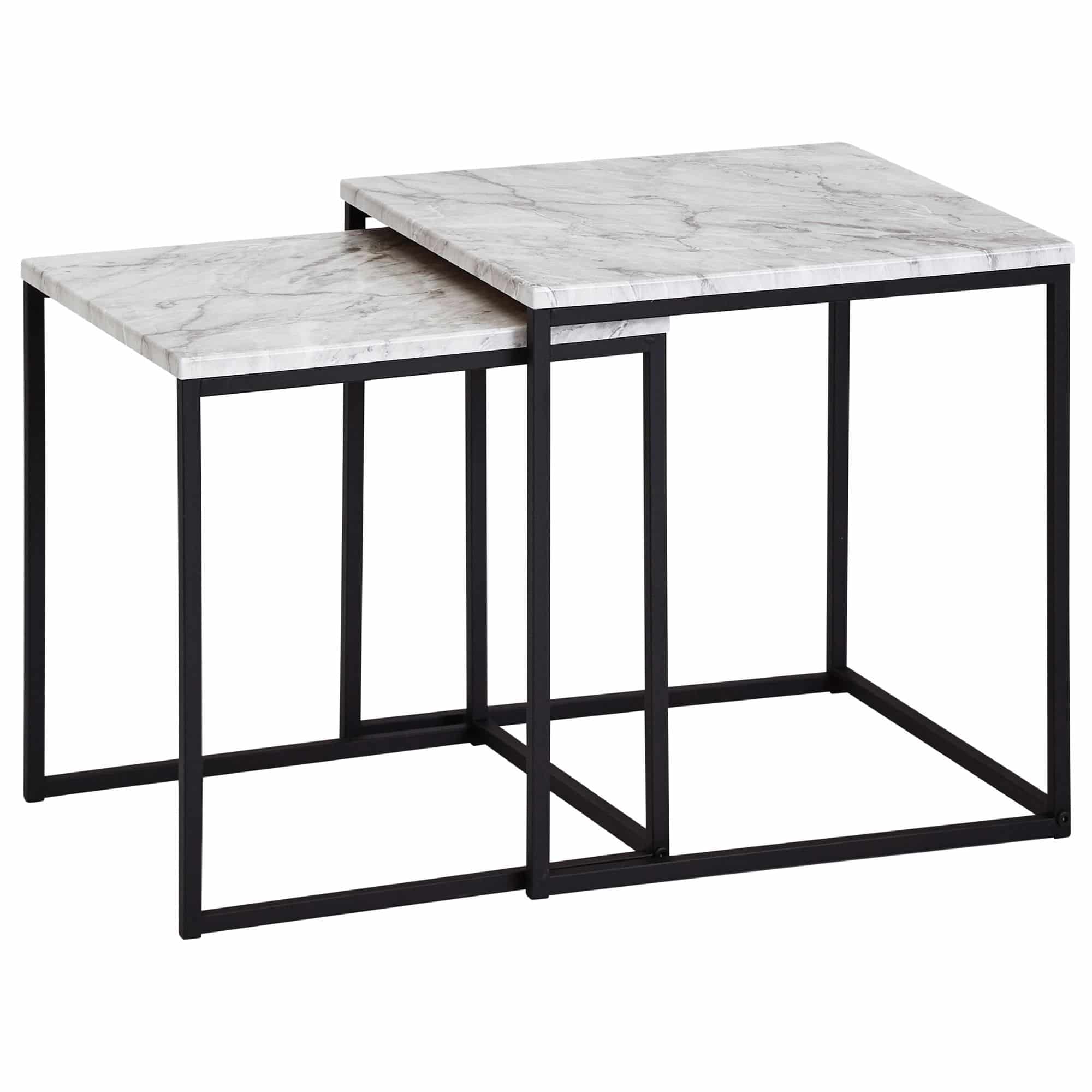 52202-WOHNLING-2er-Set-Beistelltische-Weiss-WL5-983-Holz-Metall-Dekotische-Marmoroptik-Kleine-Couchtische-Eckig-Sofatisch-2-Teilig-Quadratisch-Zwei-Wohnzimmertische-Viereckig-Ka_6 Design Beistelltisch 2er Set Marmor Optik Weiß
