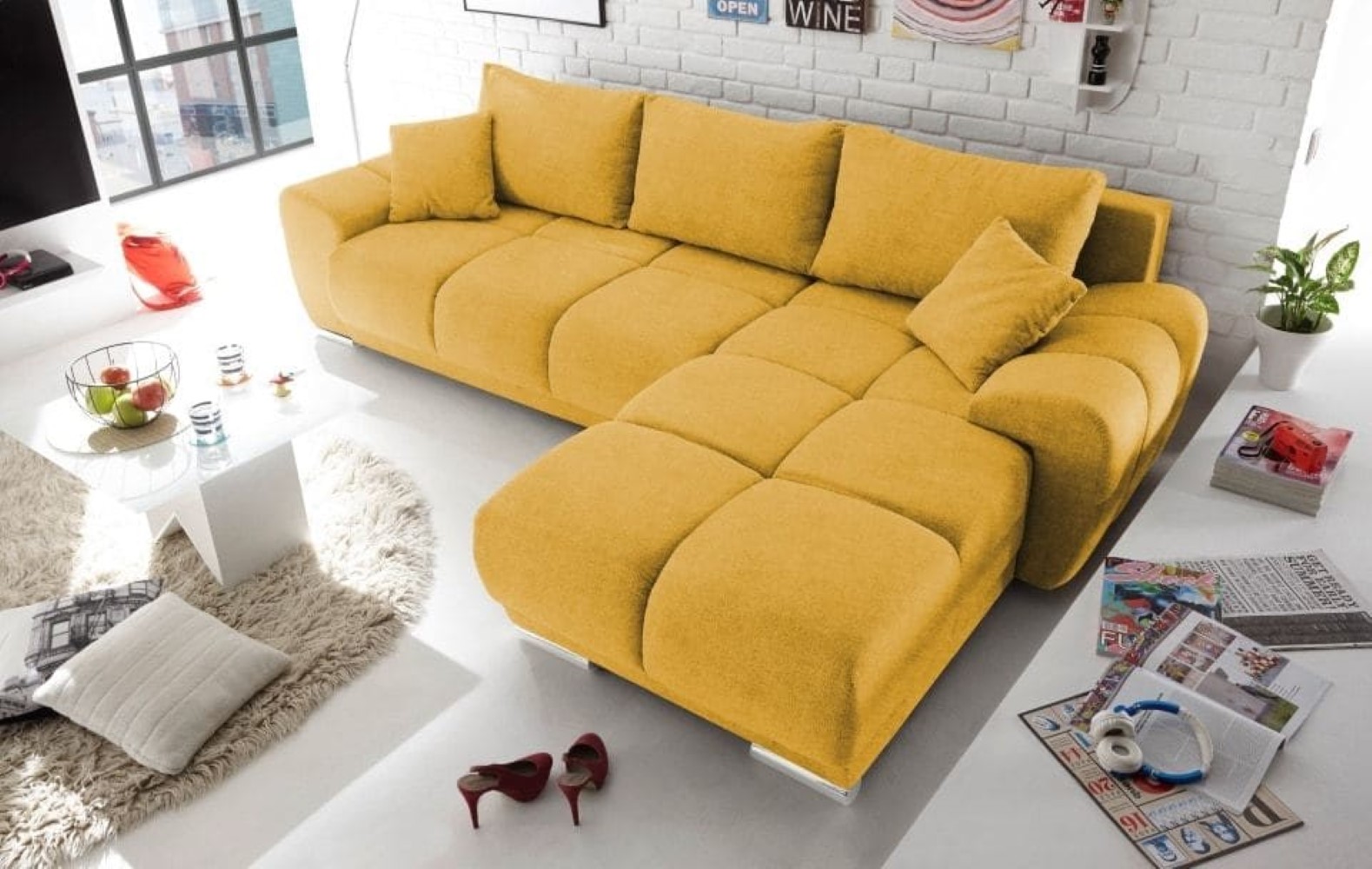 Ed Exciting Design Sofa Anton mit Schlaffunktion & Bettkasten in verschiedenen Farben erhältlich Luxus-Webstoff Flachgewebe beidseitig montierbar Ed Exciting Design Sofa Anton mit Schlaffunktion & Bettkasten in verschiedenen Farben erhältlich Luxus-Webstoff Flachgewebe beidseitig montierbar