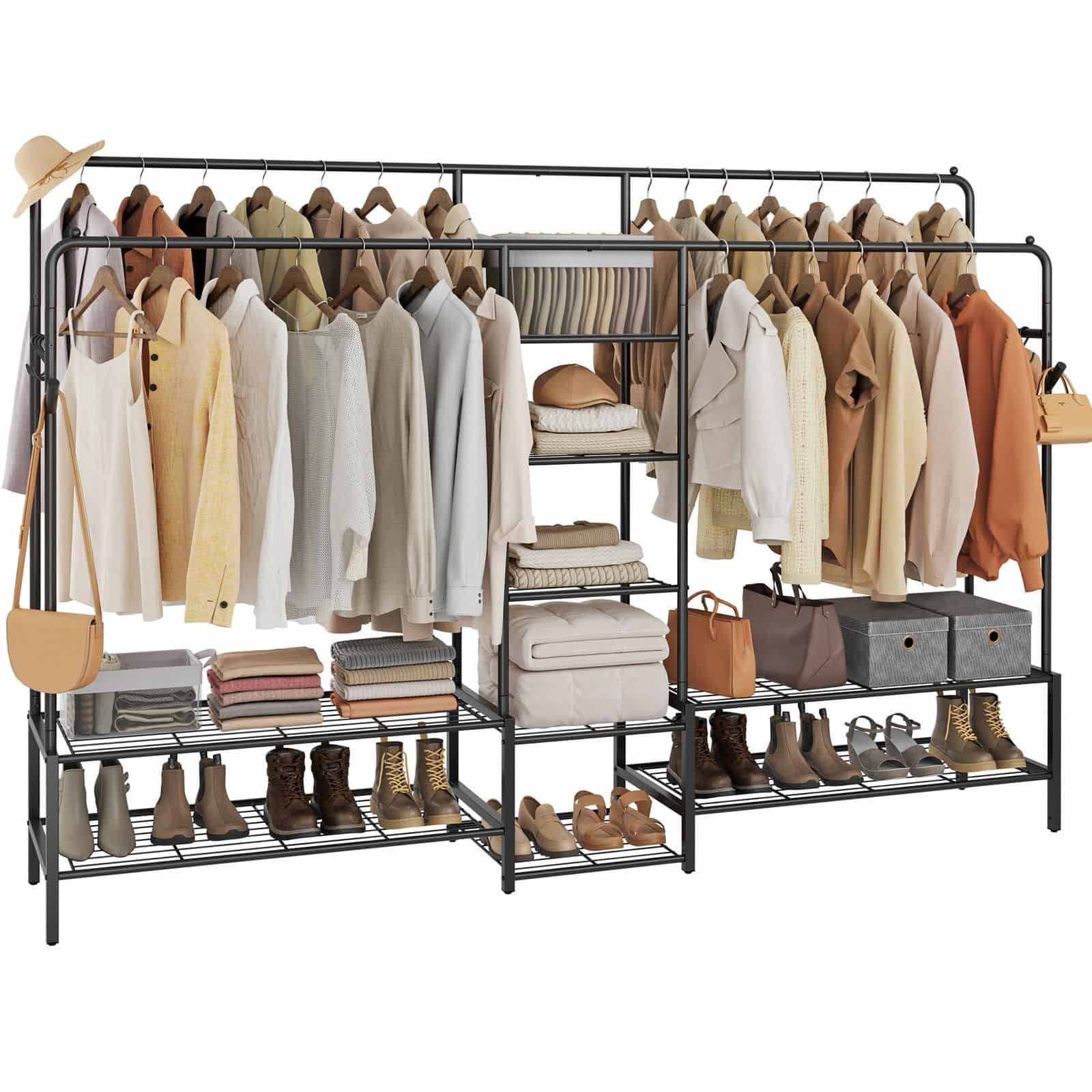 Kleiderständer, offener Kleiderschrank, Garderobenständer mit 9 Ablagen Kleiderständer, offener Kleiderschrank, Garderobenständer mit 9 Ablagen