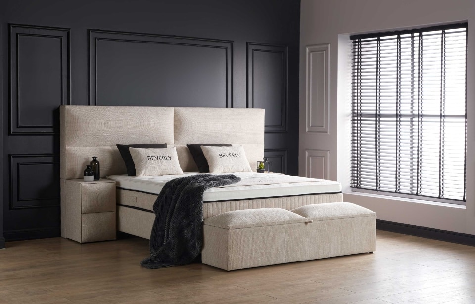 UCD_beverly_0607 Boxspringbett Beverly: Beige Mikrofaser für exklusiven Schlafkomfort