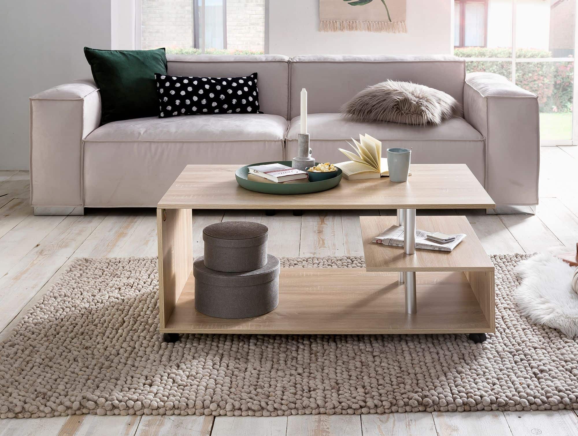 47538-WOHNLING-Couchtisch-LETTY-Sonoma-WL5-735-WL_4xwpwTMBeetO7C Design Couchtisch WL5.735 105 x 48,5 x 60 cm Sonoma Drehbar mit Rollen
