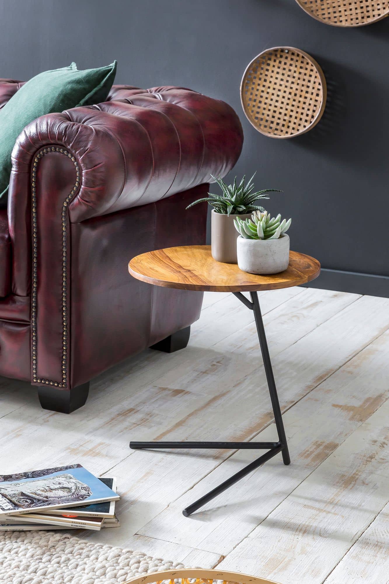 Beistelltisch 40x46x40cm Sheesham Holz Metall Couchtisch Beistelltisch 40x46x40cm Sheesham Holz Metall Couchtisch