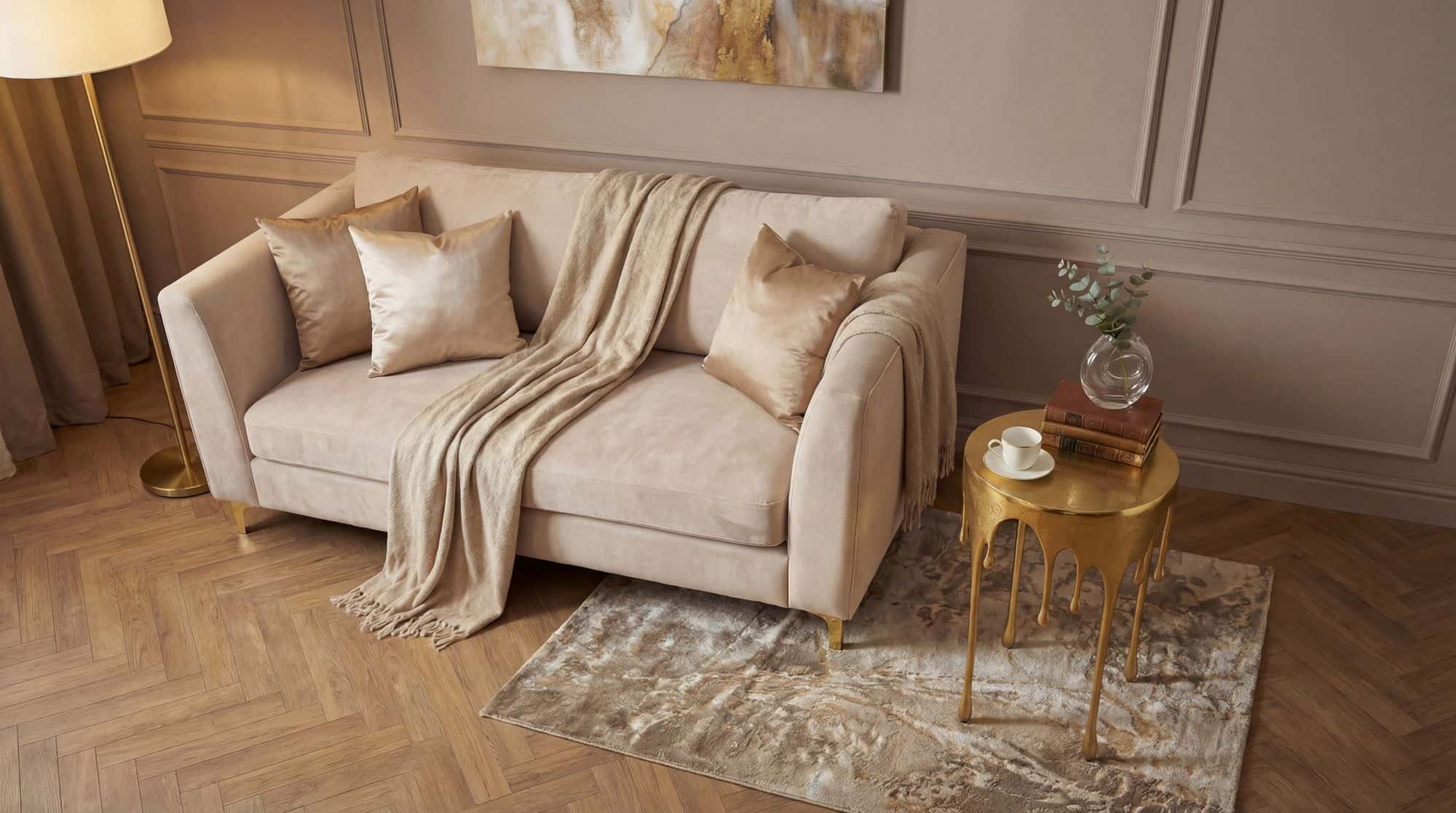 Beistelltisch Gold 43cm Aluminium Tisch Rund - Design Anstelltisch Alu Modern - Wohnzimmertisch Metall Tropfen - Metalltisch Dekotisch Couchtisch Handmade