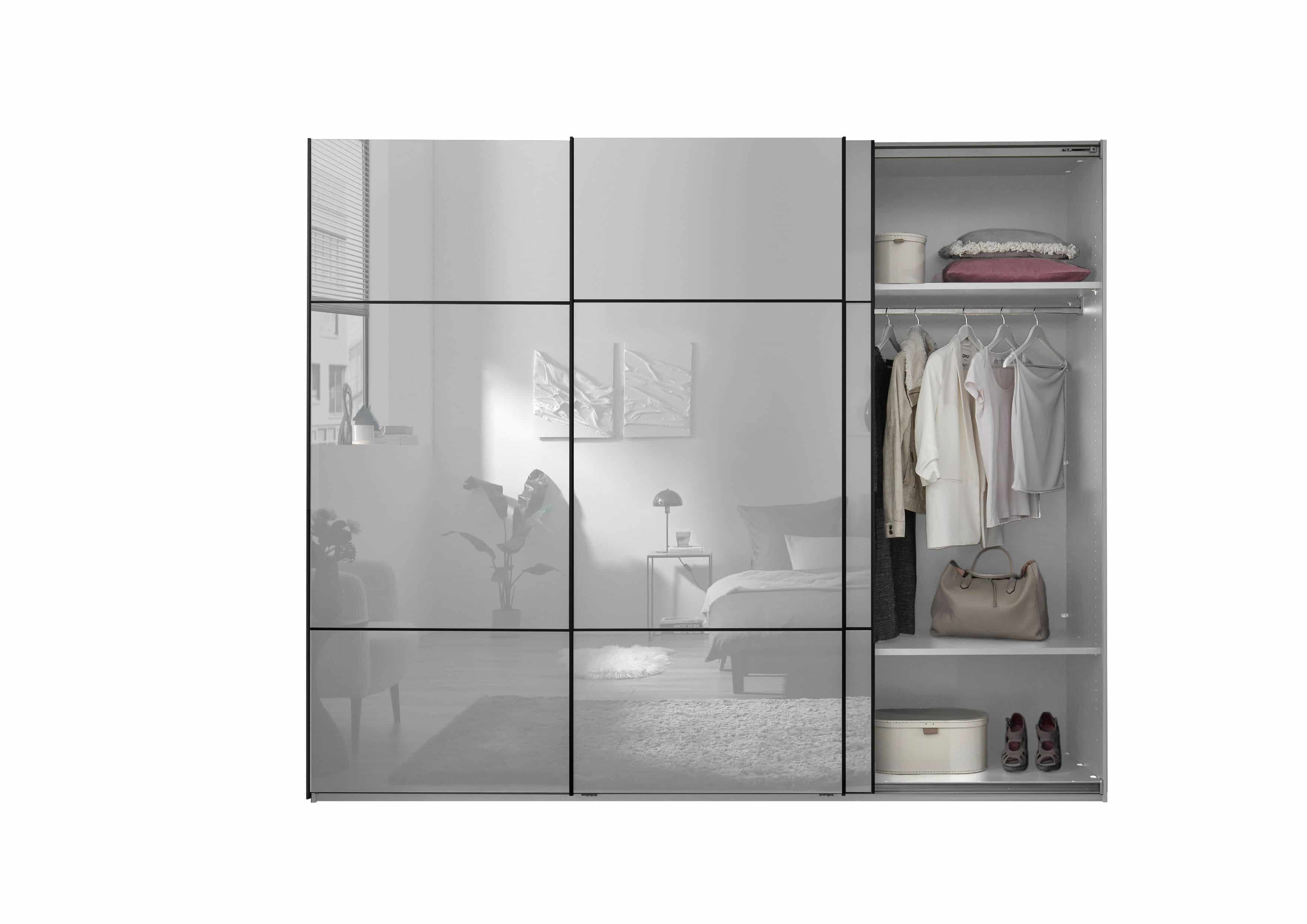 Kleiderschrank Minda mit Glastüren weiß - viel Stauraum & edles Design für Ihr Schlafzimmer Kleiderschrank Minda mit Glastüren weiß - viel Stauraum & edles Design für Ihr Schlafzimmer