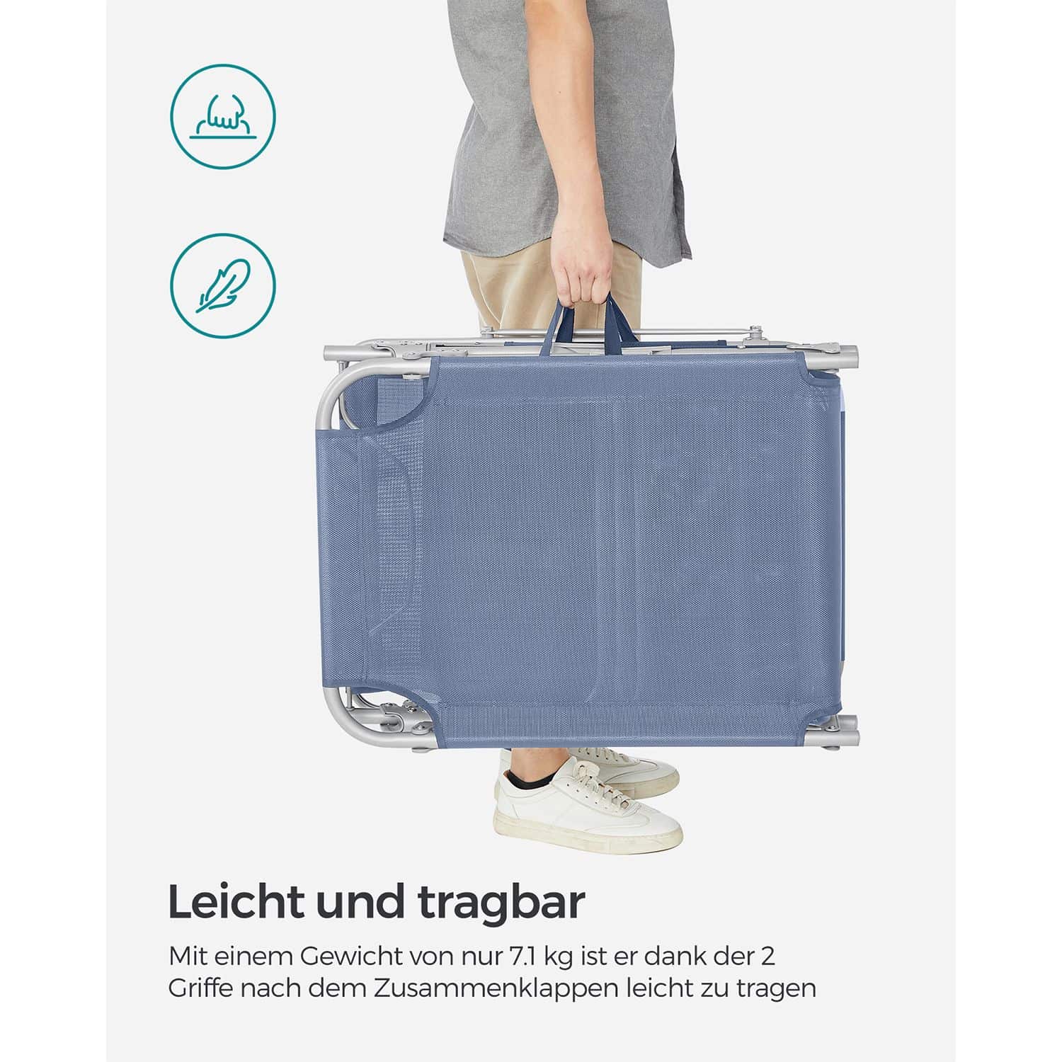 Klappbare Sonnenliege mit Sonnenschutz blau Klappbare Sonnenliege mit Sonnenschutz blau