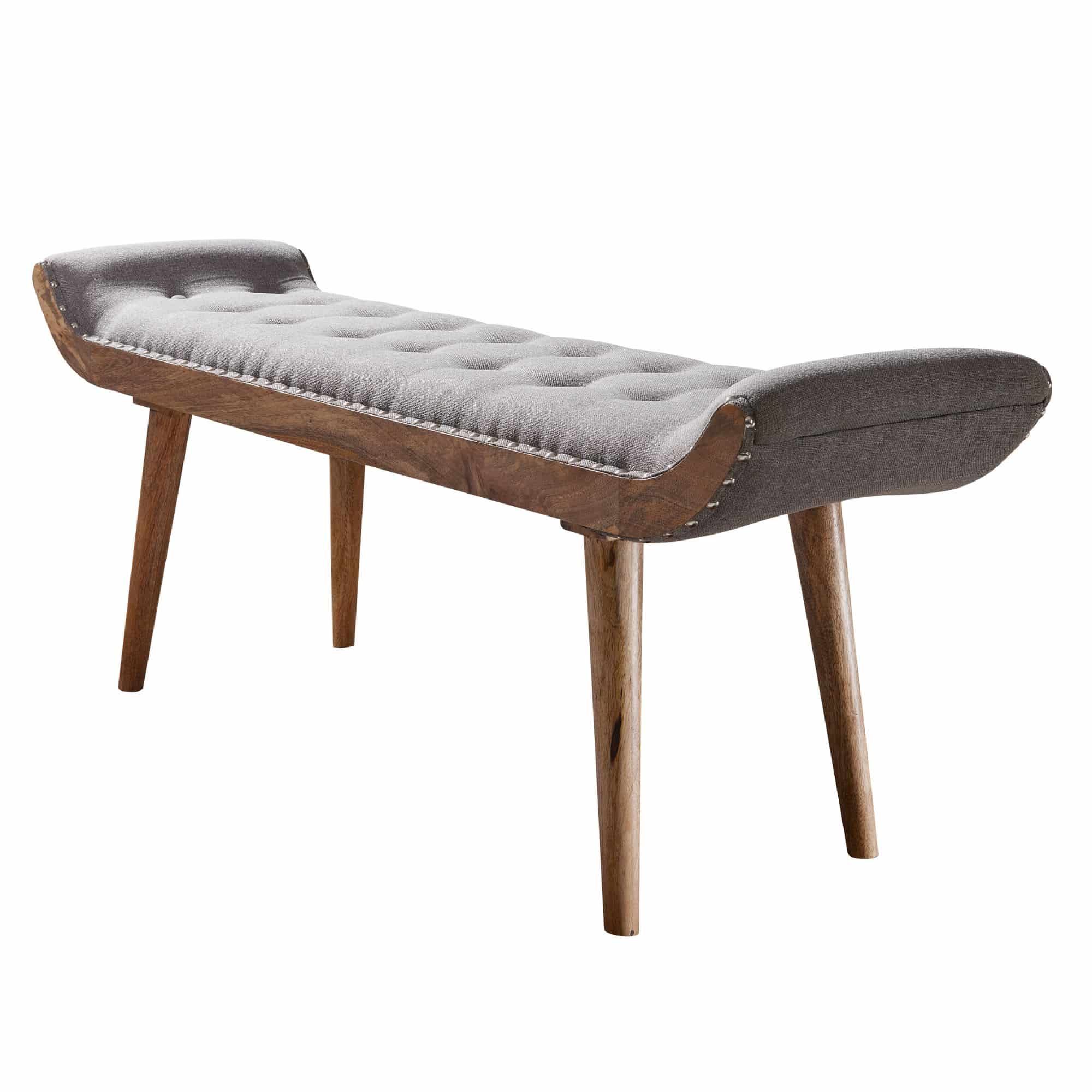 52306-WOHNLING-Sitzbank-WL6-013-WL6-013JTZ95K5h7VexP Sitzbank Stoff / Massivholz Bank Grau 125x51x38 cm Chesterfield-Design