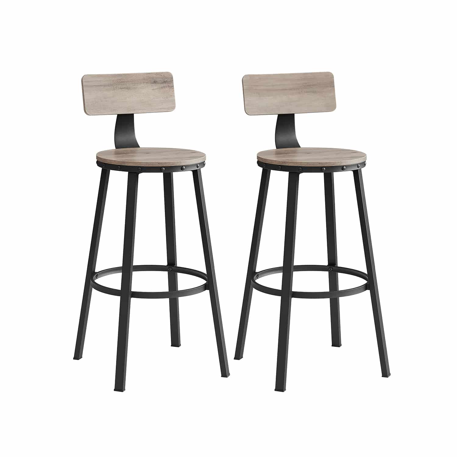 Barhocker 2er Set Greige-Schwarz Barhocker 2er Set Greige-Schwarz